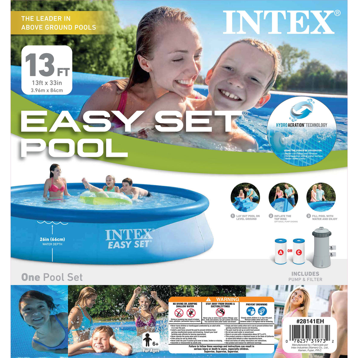 Intex 28141EH 13Ft x 33In Swimming Pool with Filter Pump & 3in Chlorine Tabs