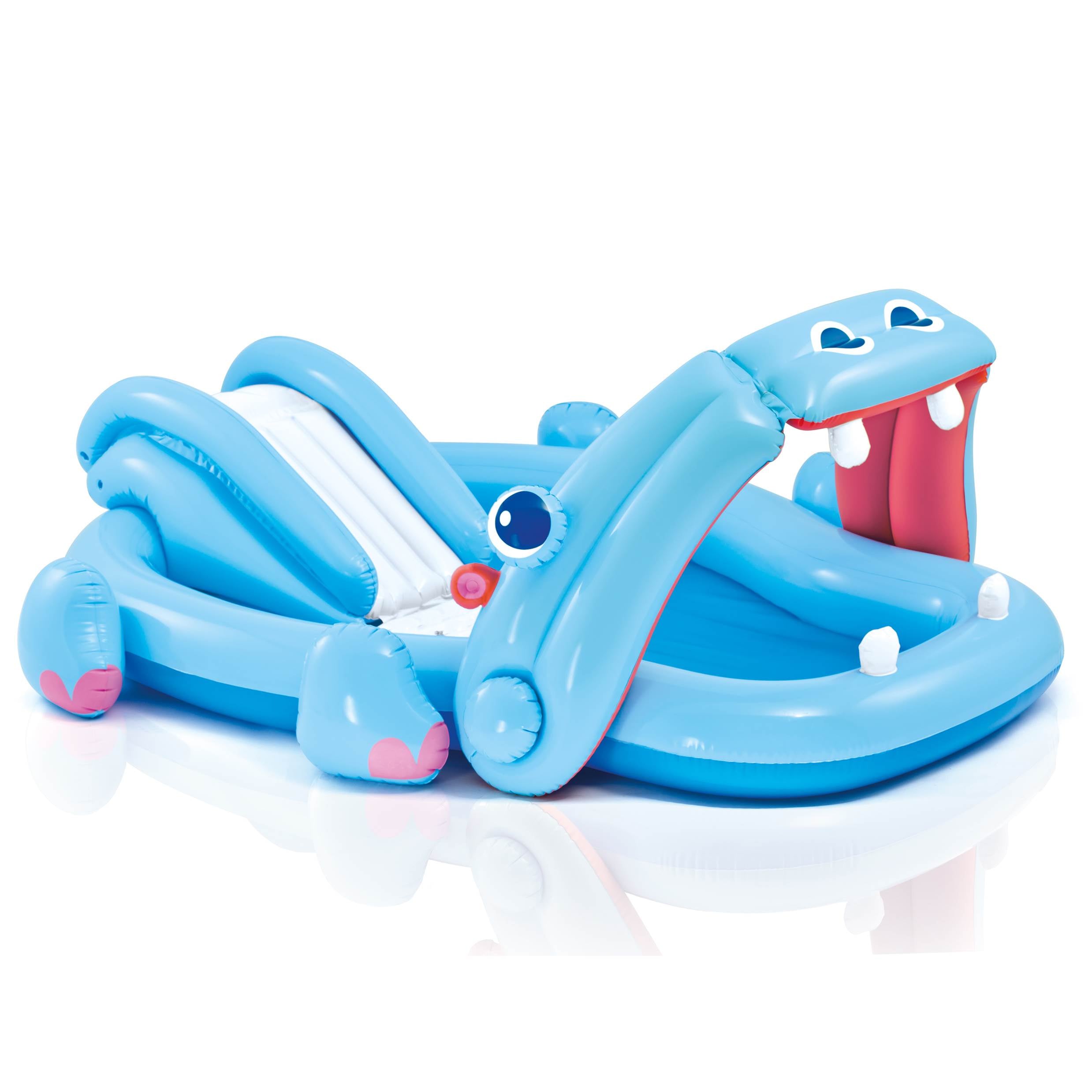 Intex Inflatable Hippo Play Center Kids Pool With Slide And Sprayer (Open Box)