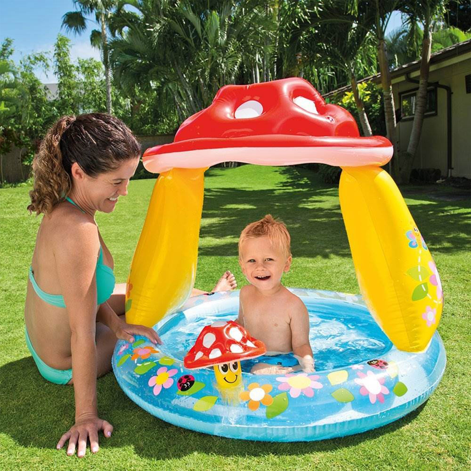 Intex Inflatable Mushroom Water Play Center Kiddie Baby Pool Ages 1-3 (Used) - VMInnovations