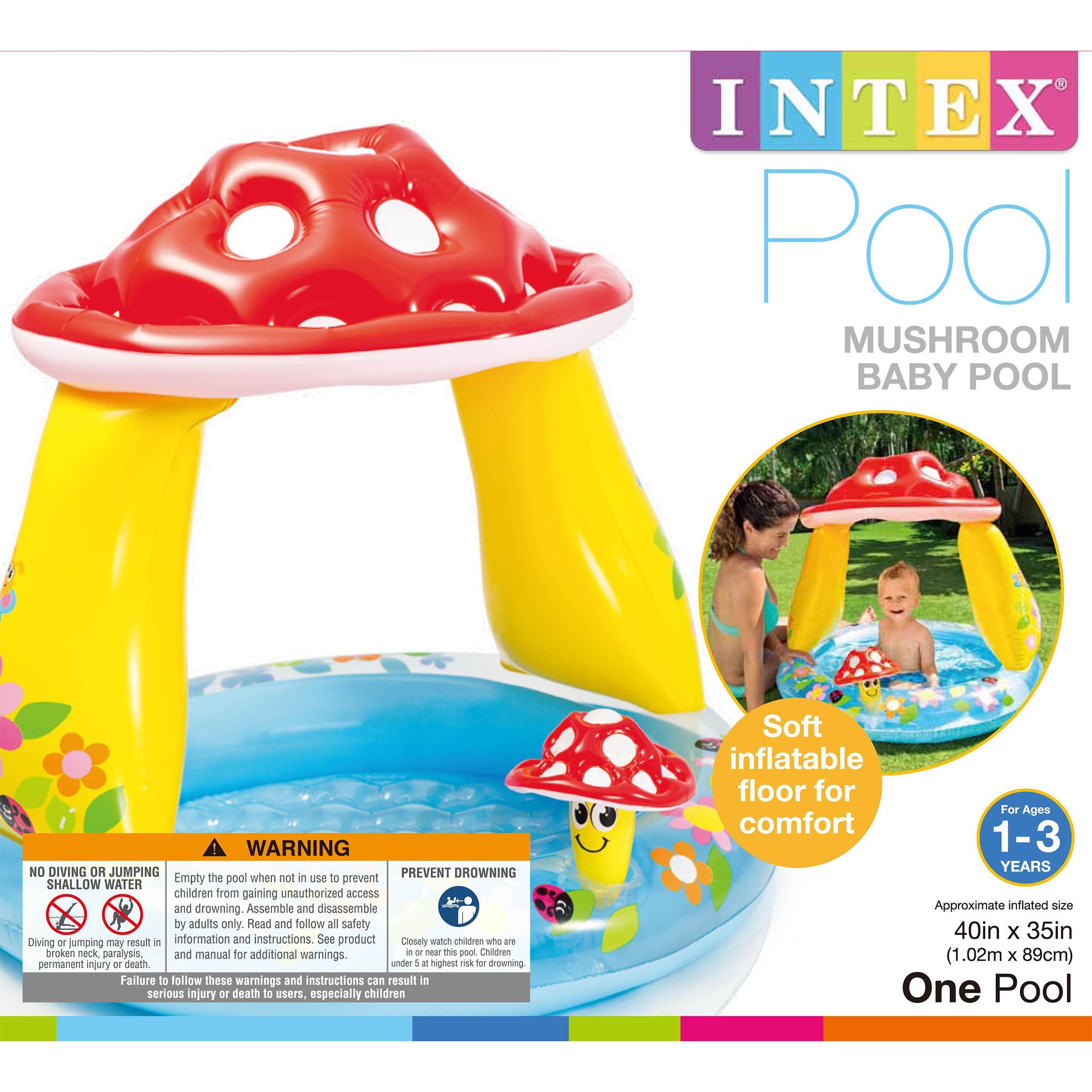Intex Inflatable Mushroom Water Play Center Kiddie Baby Pool Ages 1-3 (Used) - VMInnovations
