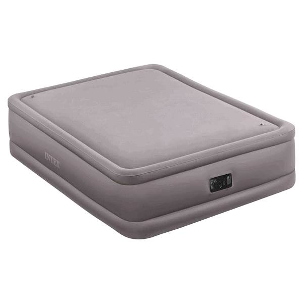 Intex Queen Raised Air Bed Foam Top Mattress with Build in Air Pump (Used)
