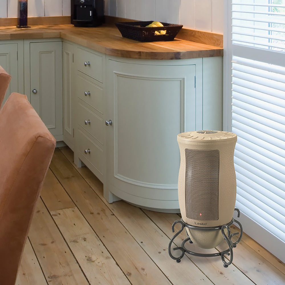 Lasko 6435 Designer Series Decorative Base Oscillating Ceramic Space Heater, Tan - VMInnovations