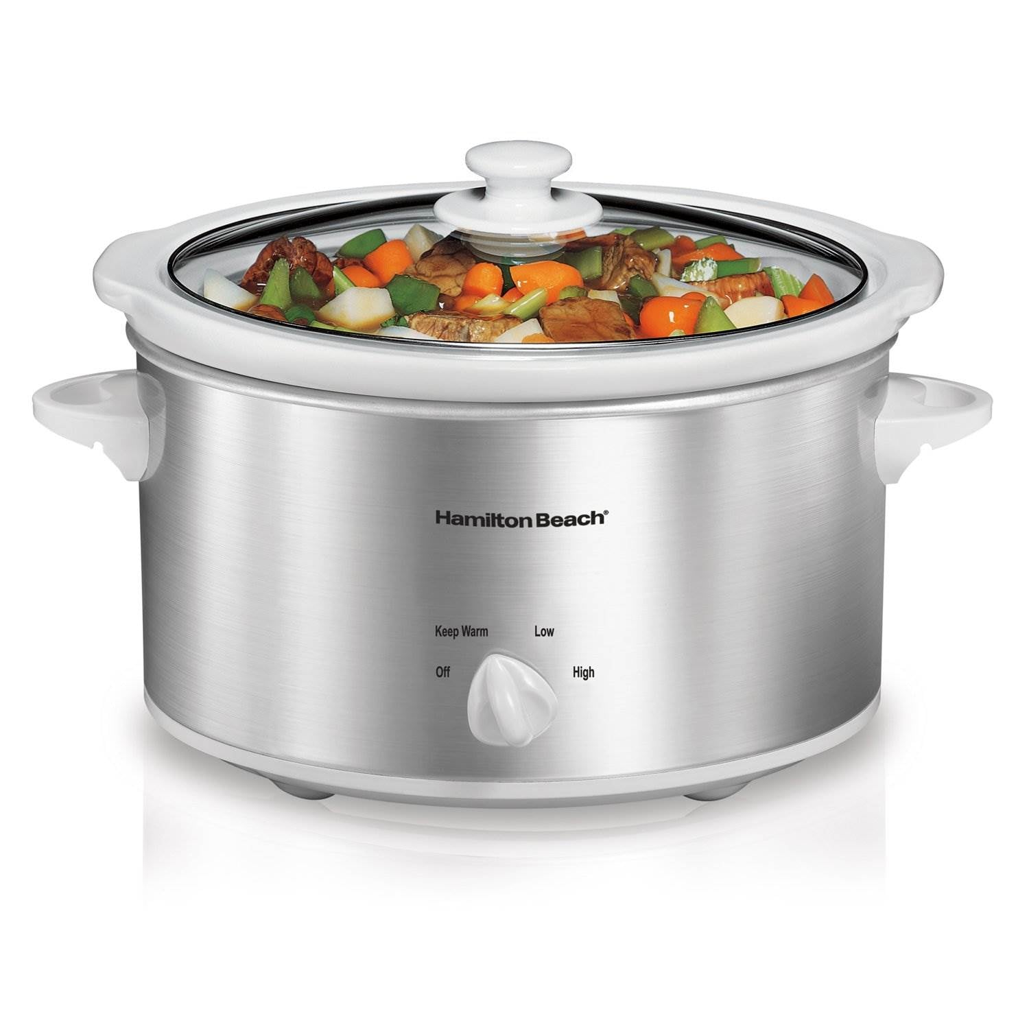 Hamilton Beach 4-Quart Oval Kitchen Countertop Slow Cooker, Silver (Open Box)