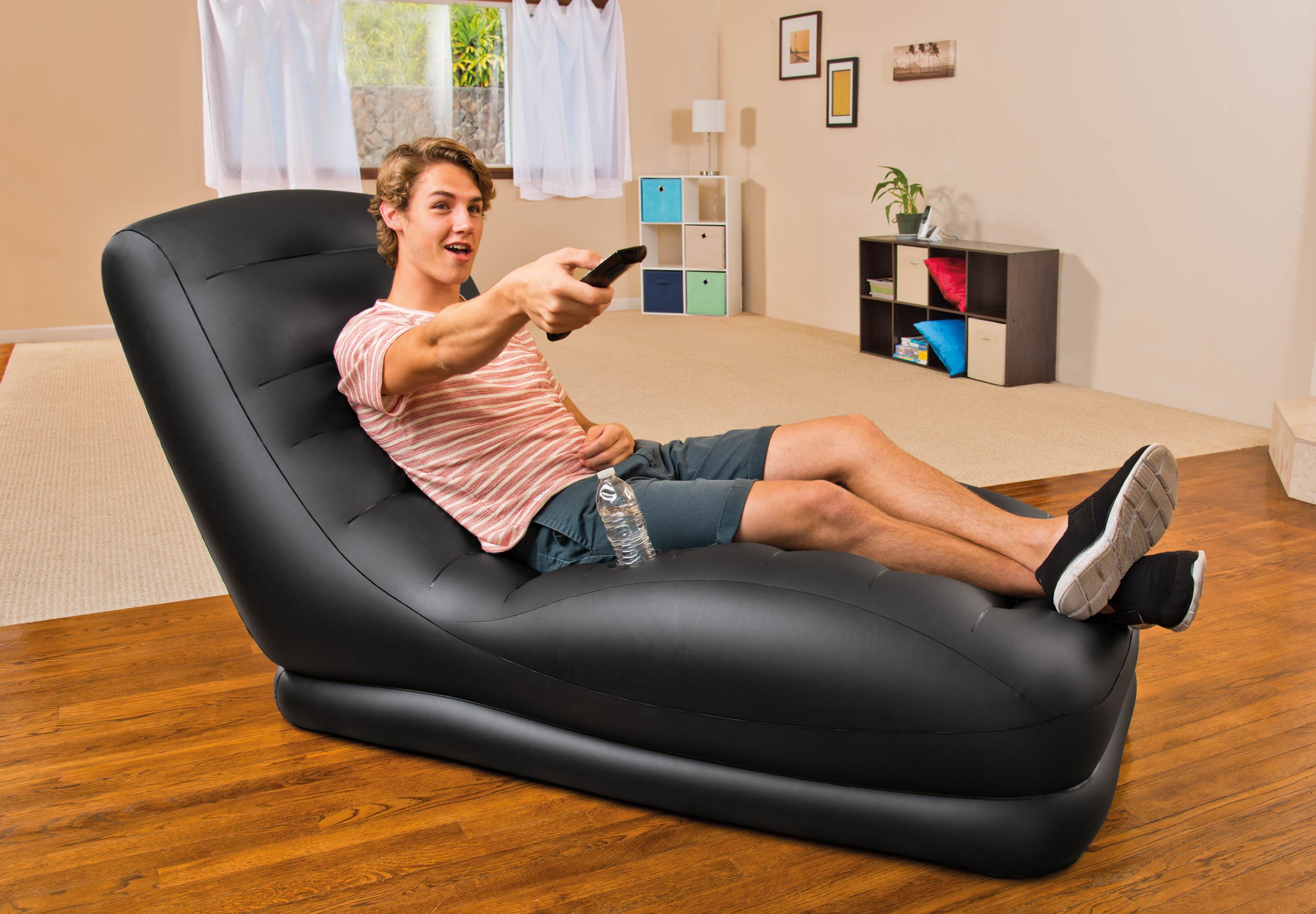 Intex Inflatable Mega Air Lounge Living Door Room Lounger, Black (Open Box)