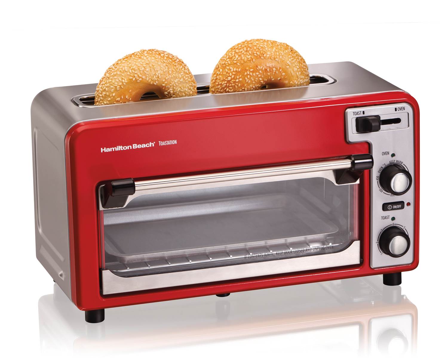 Hamilton Beach Toastation Toaster Oven w/Wide 2 Slice Toaster Red (Open Box)