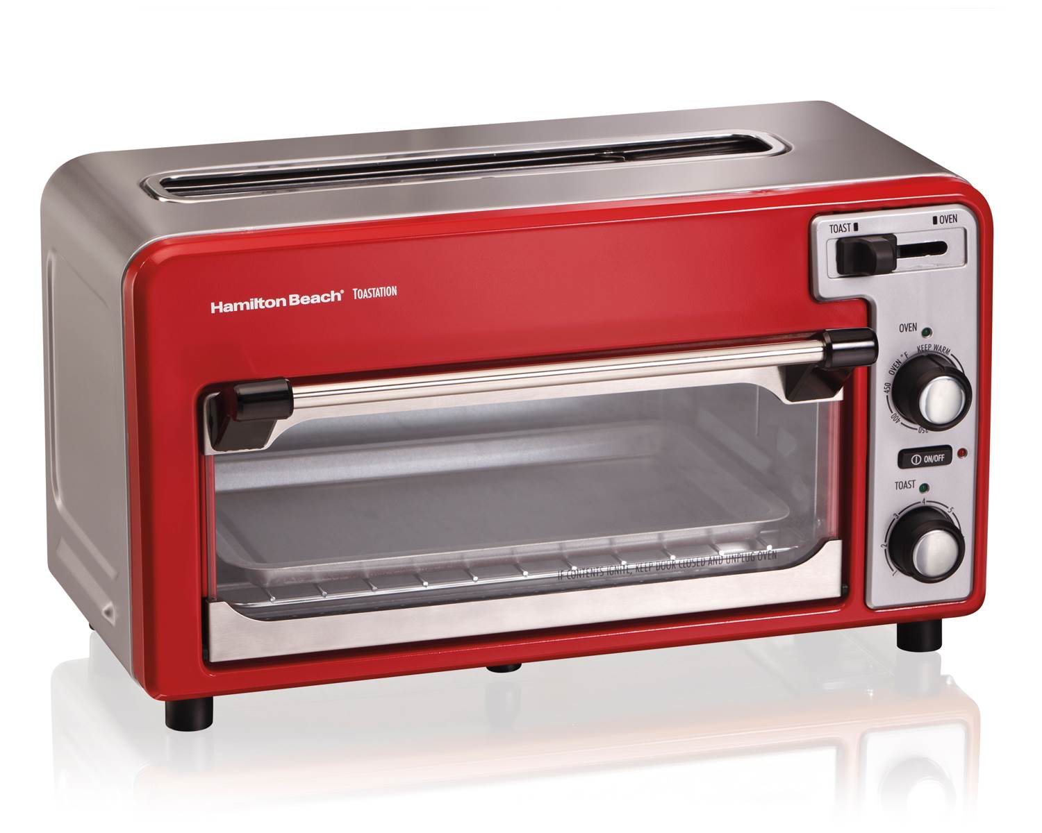 Hamilton Beach Toastation Toaster Oven w/Wide 2 Slice Toaster Red (Open Box)