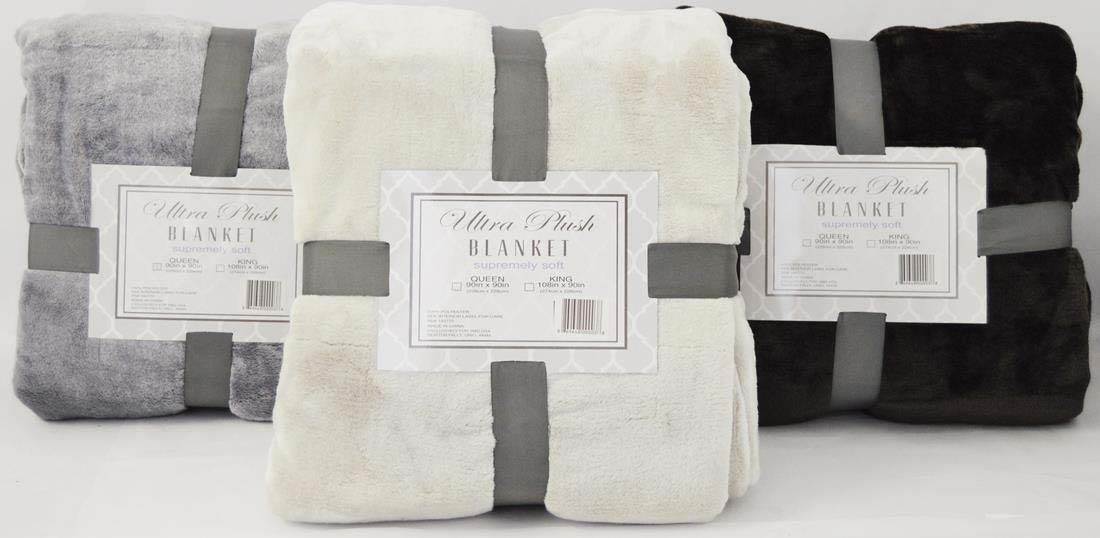 Ultra Plush 90" x 90" Queen Super Soft Velvet Feel Blanket - Open Package