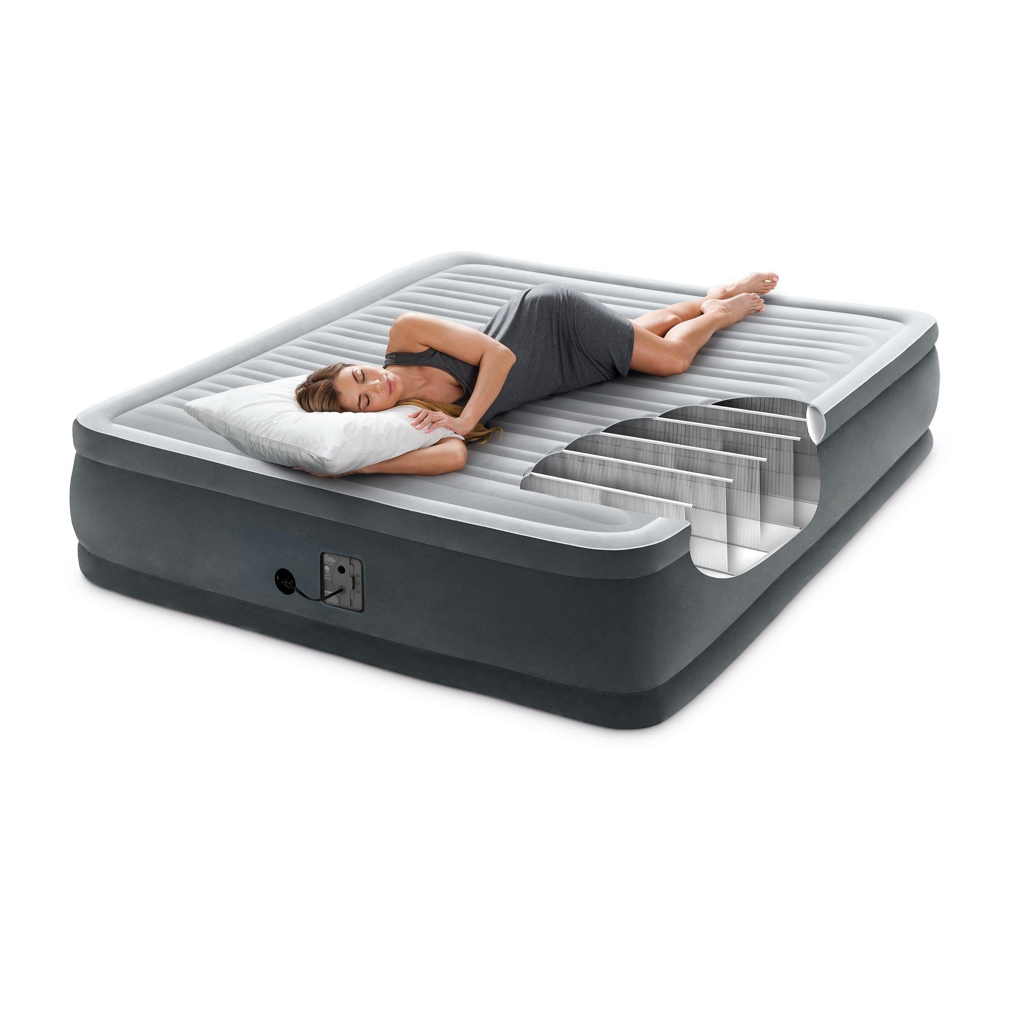 Intex Dura Beam Plus Series Comfort Plus Elevated Airbed w/ Built in Pump, King