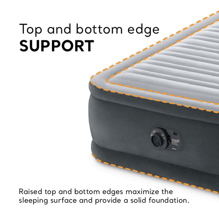 Intex 64411ED Dura Beam Comfort Plus Airbed Mattress w/ Built In Pump, Twin Size - VMInnovations