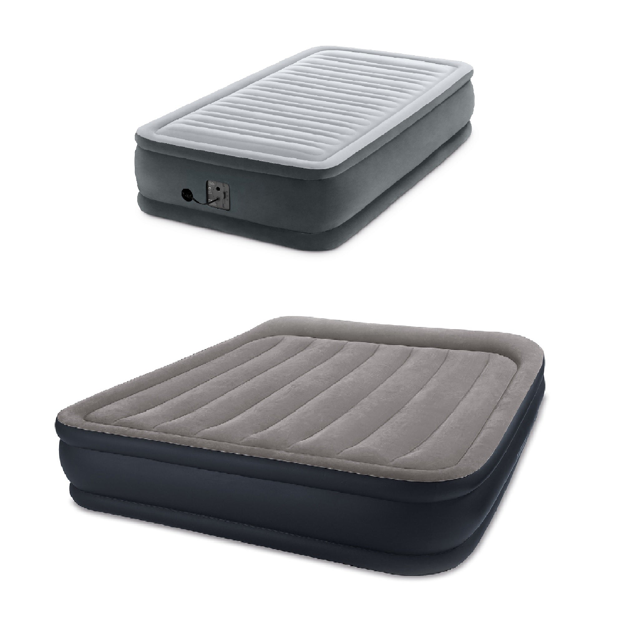 Intex Dura Beam Airbed, Twin & Intex Deluxe Air Bed, Queen w/ Built In Pumps