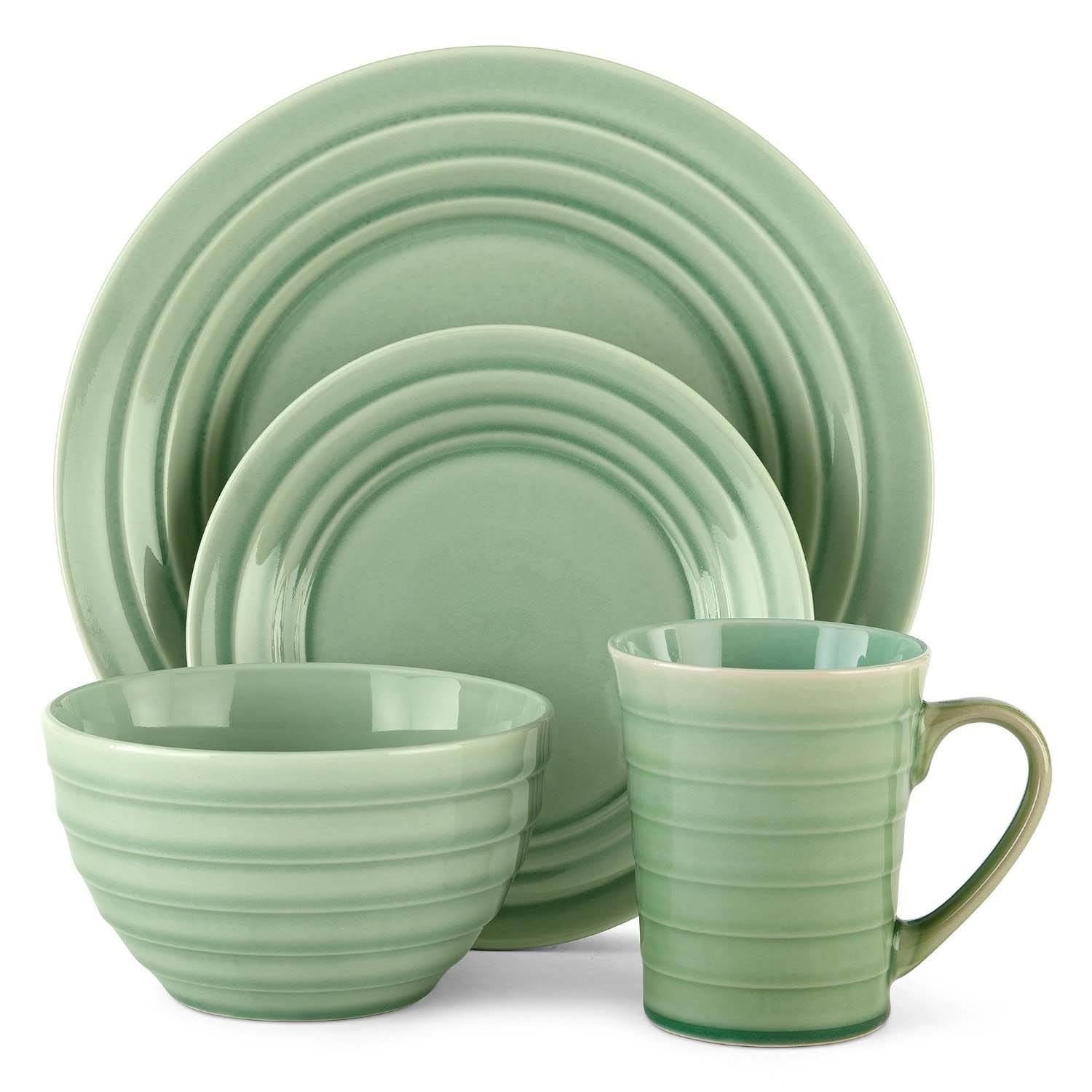 Odessa 16 Pc Round Stoneware Dinnerware Set, Durable Microwave Safe (Open Box)