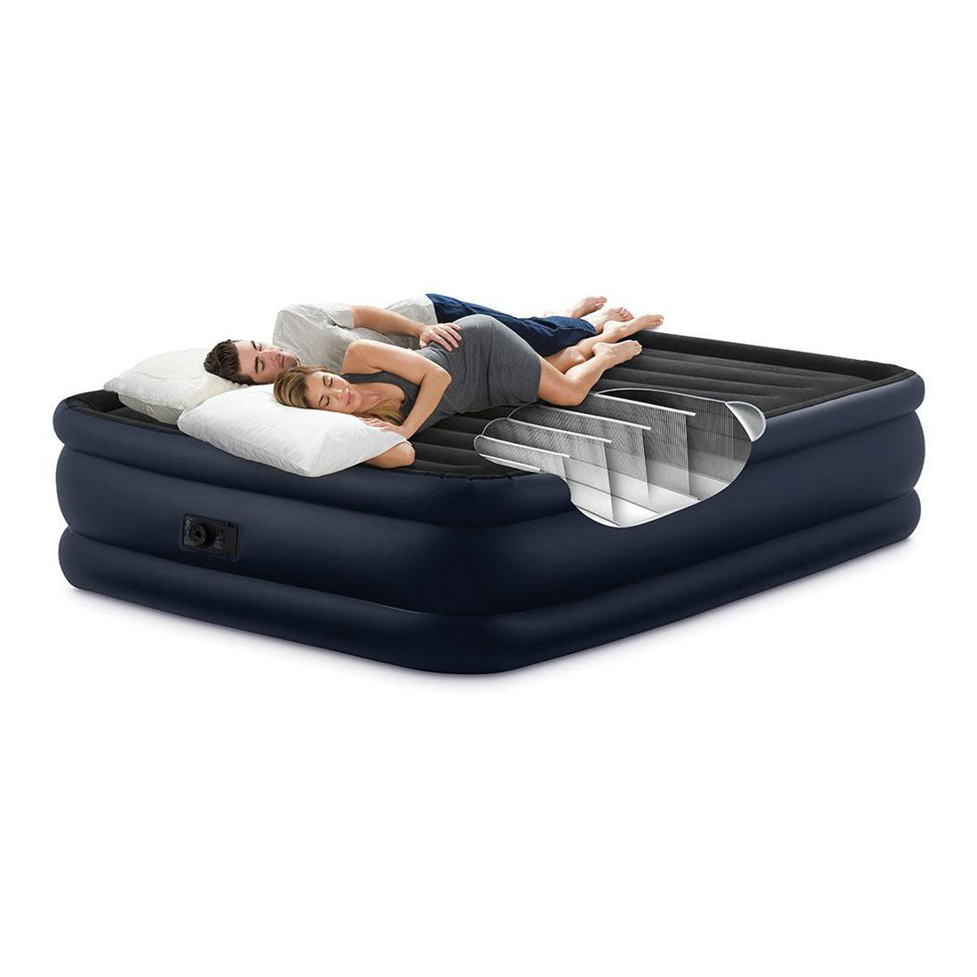 Intex Fiber-Tech Downy Raised Queen Mattress Bed w/ Built-In Pump (Open Box)