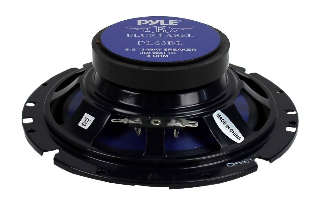 Pyle 6.5 inch 360 Watts 3-Way Car Audio Coaxial Speakers, Blue (Pair)