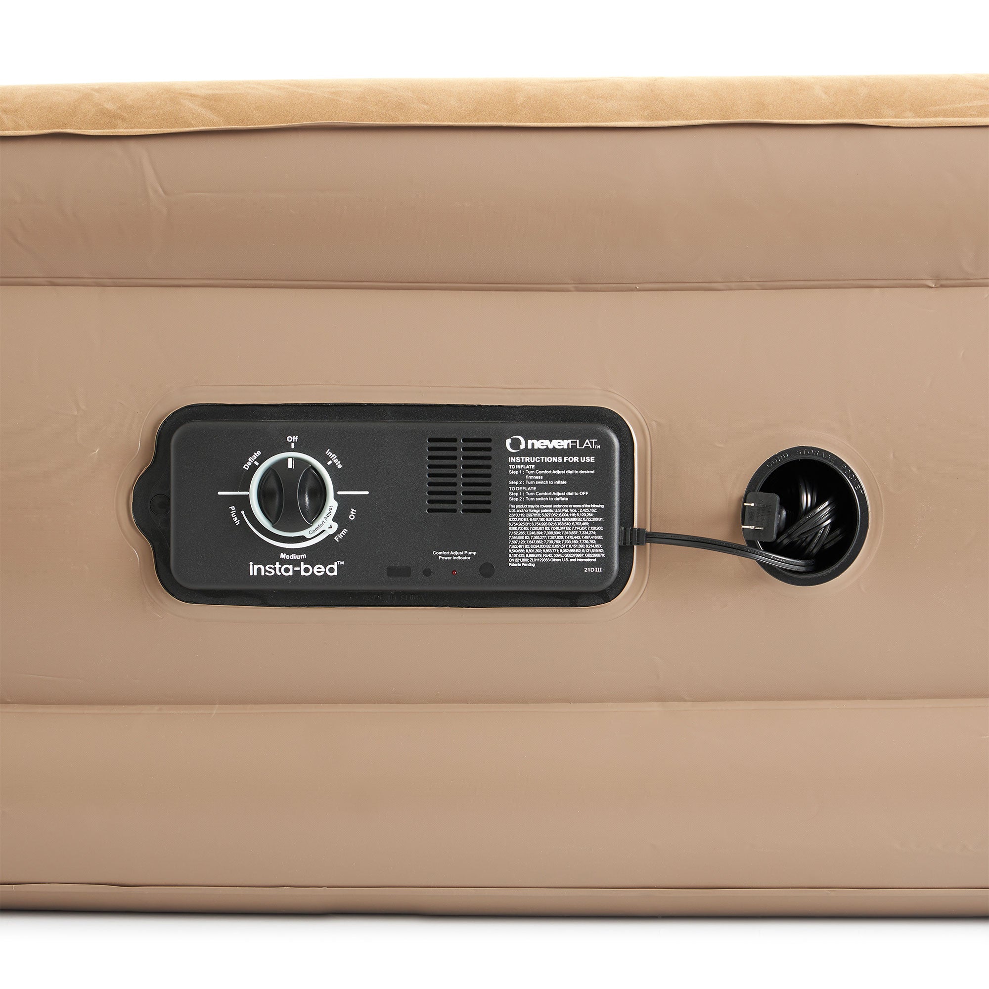 Insta-Bed Raised 18" Inflatable Queen Airbed w/ neverFlat Pump, Beige (Damaged)