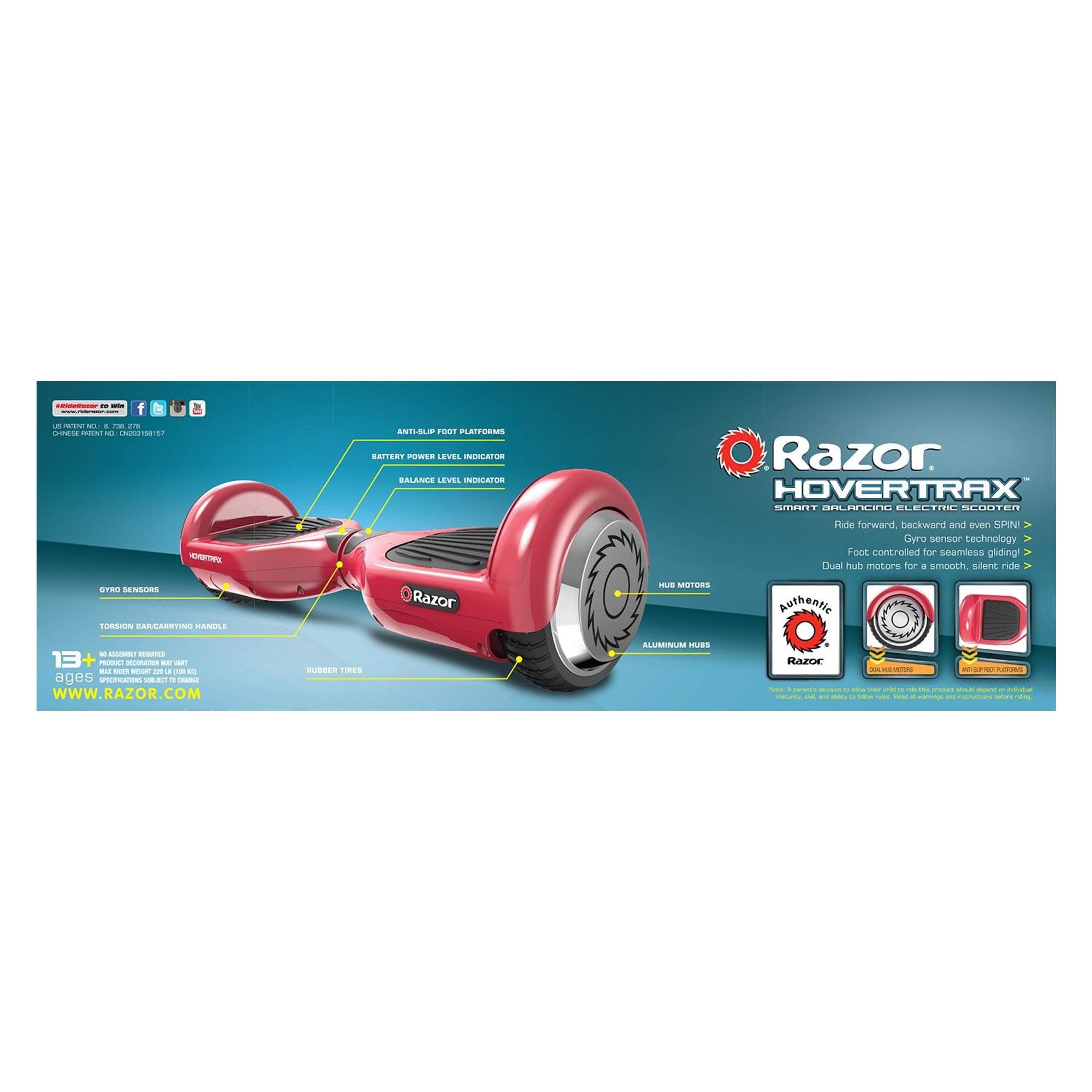 Razor Hovertrax 1.0 Electric Hover Smart Board, Red (Used)