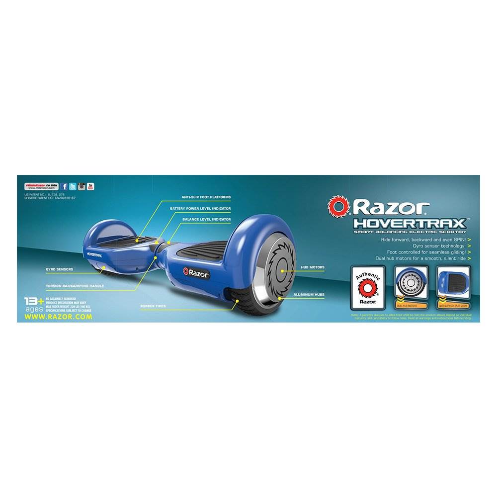 Razor Hovertrax 1.0 Self Balancing Electric Hover Smart Board, Blue (For Parts)