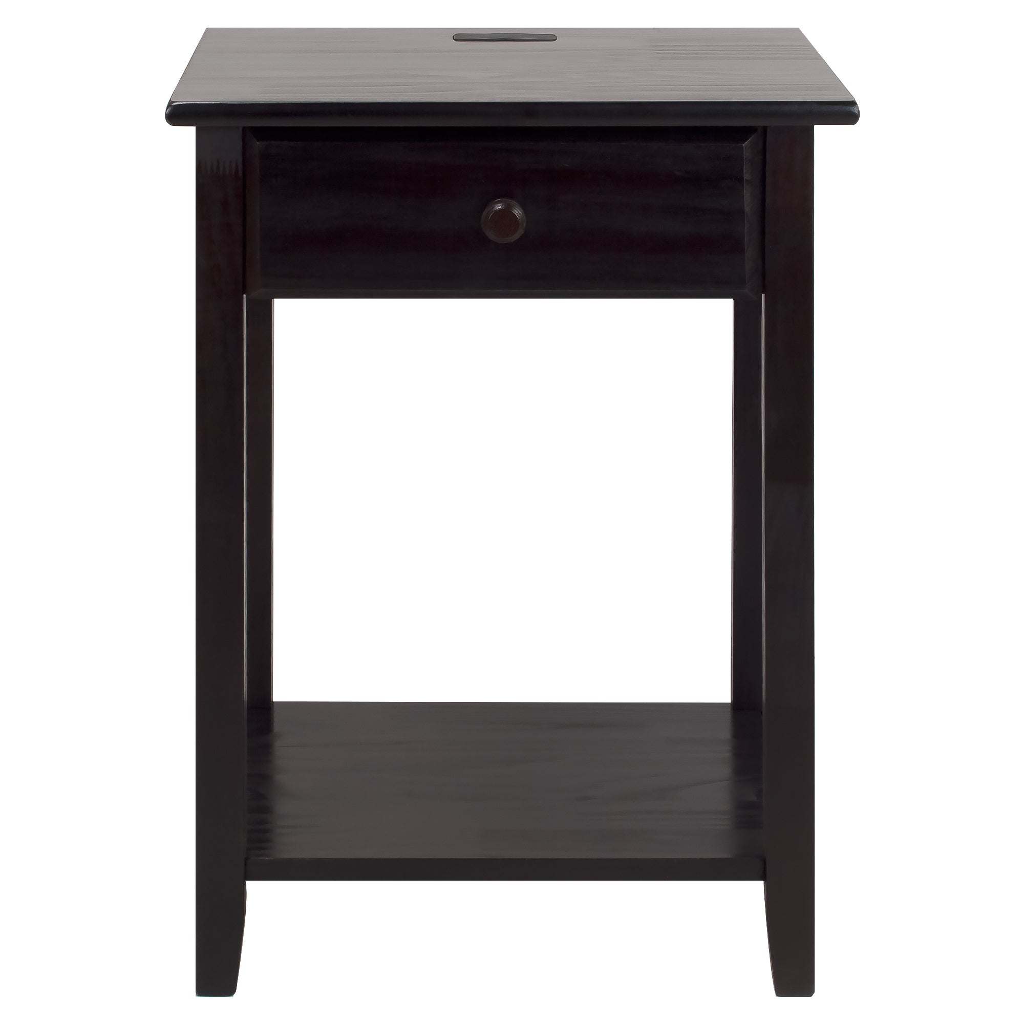 Casual Home Night Owl Bedroom Nightstand with Included Discrete USB Port Station