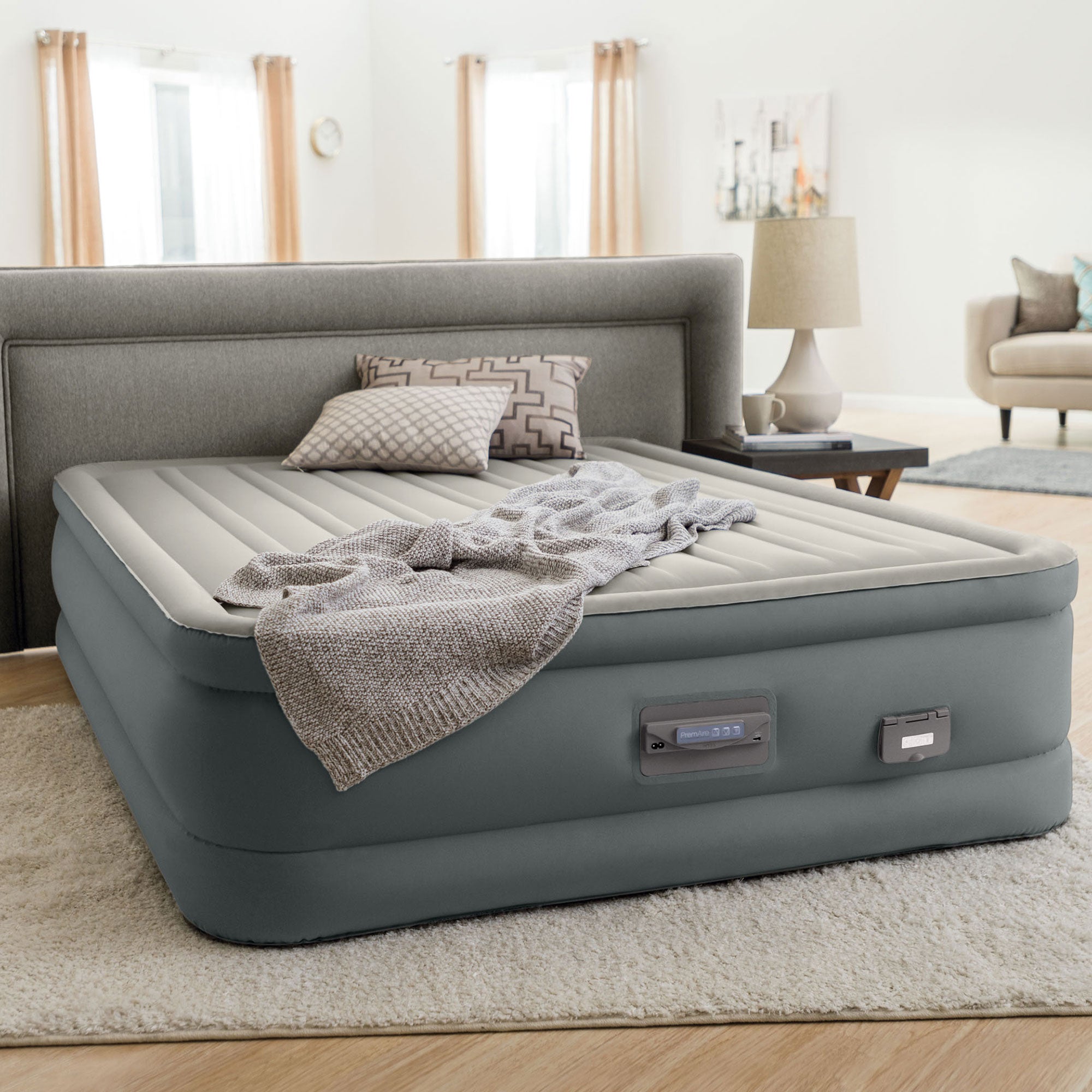 Intex Dream Support Fiber Tech Air Mattress with Built-In Pump, Queen (Open Box) - VMInnovations