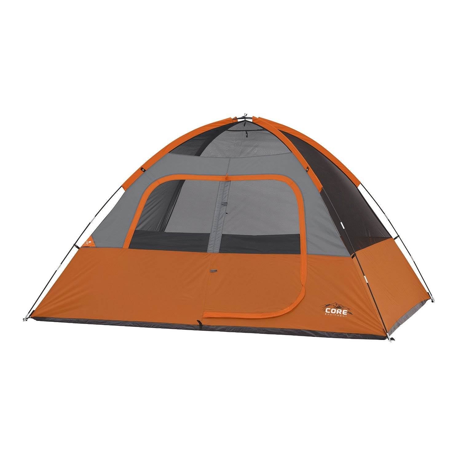 CORE Equipment 6 Person 11' x 9' Dome Camping Tent | Orange/Grey (Open Box)