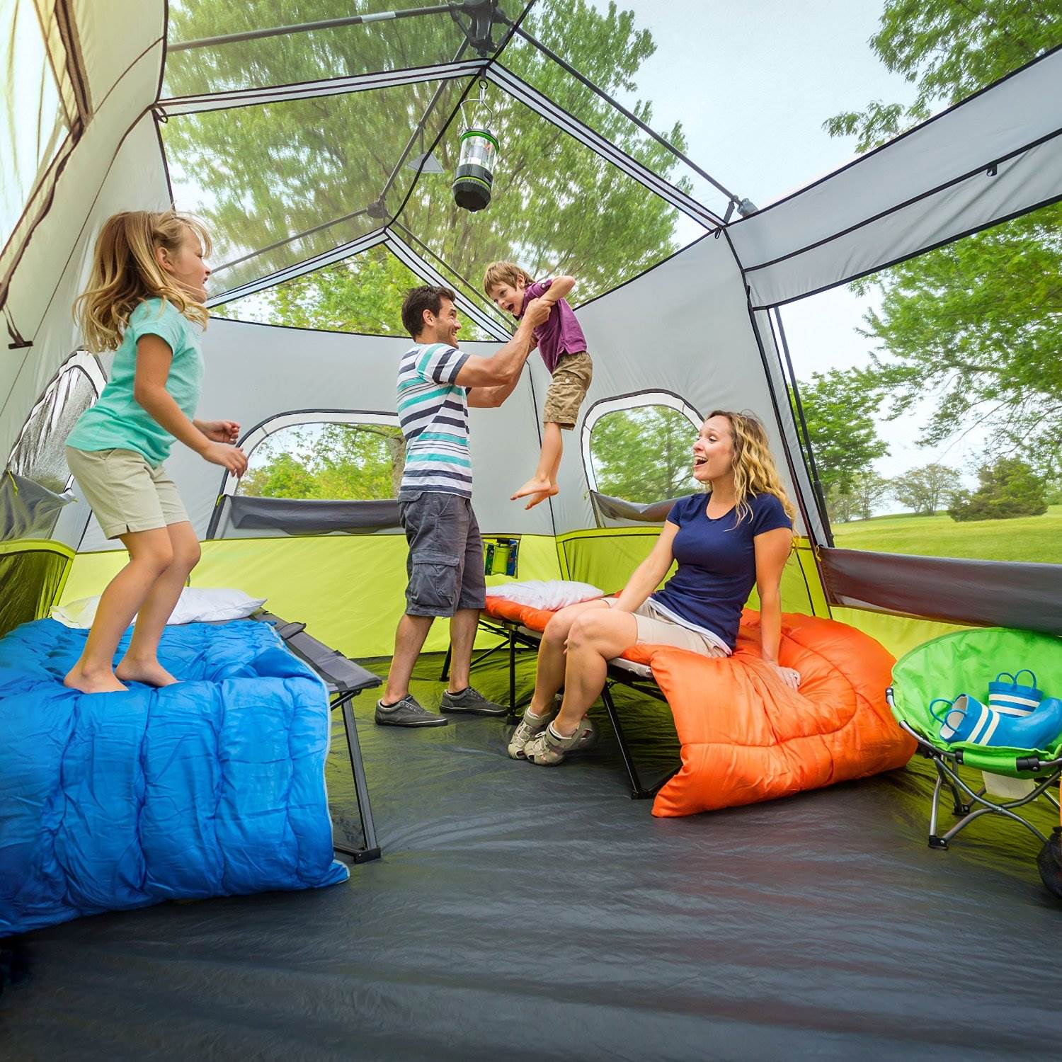 CORE Equipment 9 Person Instant Pop Up 14' x 9' Cabin Tent - Green/Grey (Used)