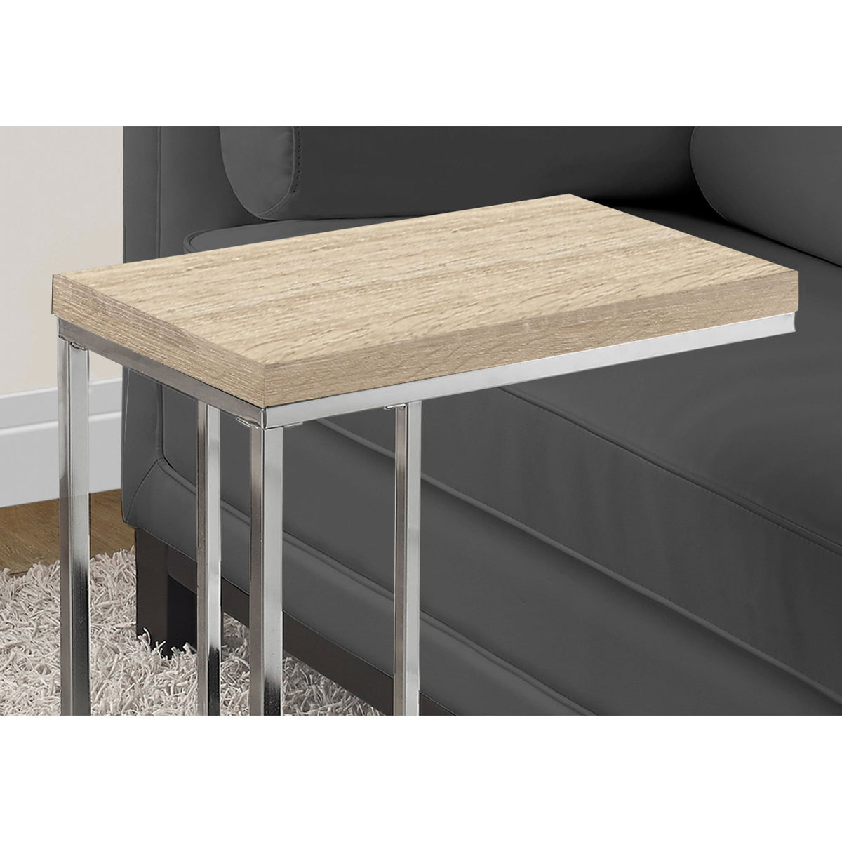 Monarch Natural Wood-Look & Chrome Designer Coffee Table & Accent Side End Table