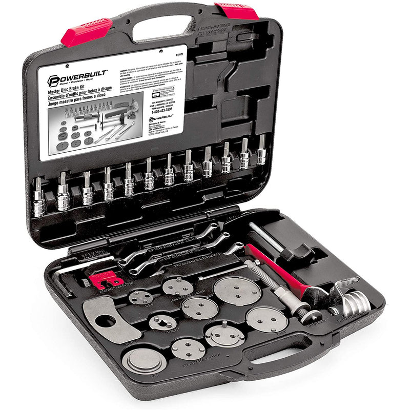 Powerbuilt 648622 Universal Master Disc Brake Tool Repair Kit w/ Carrying Case