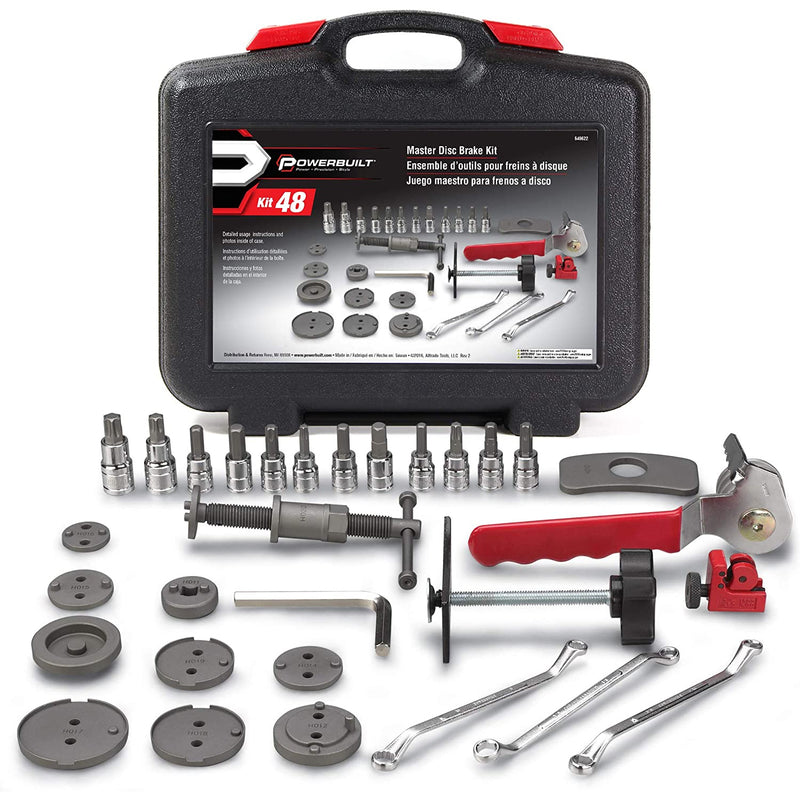 Powerbuilt 648622 Universal Master Disc Brake Tool Repair Kit w/ Carrying Case