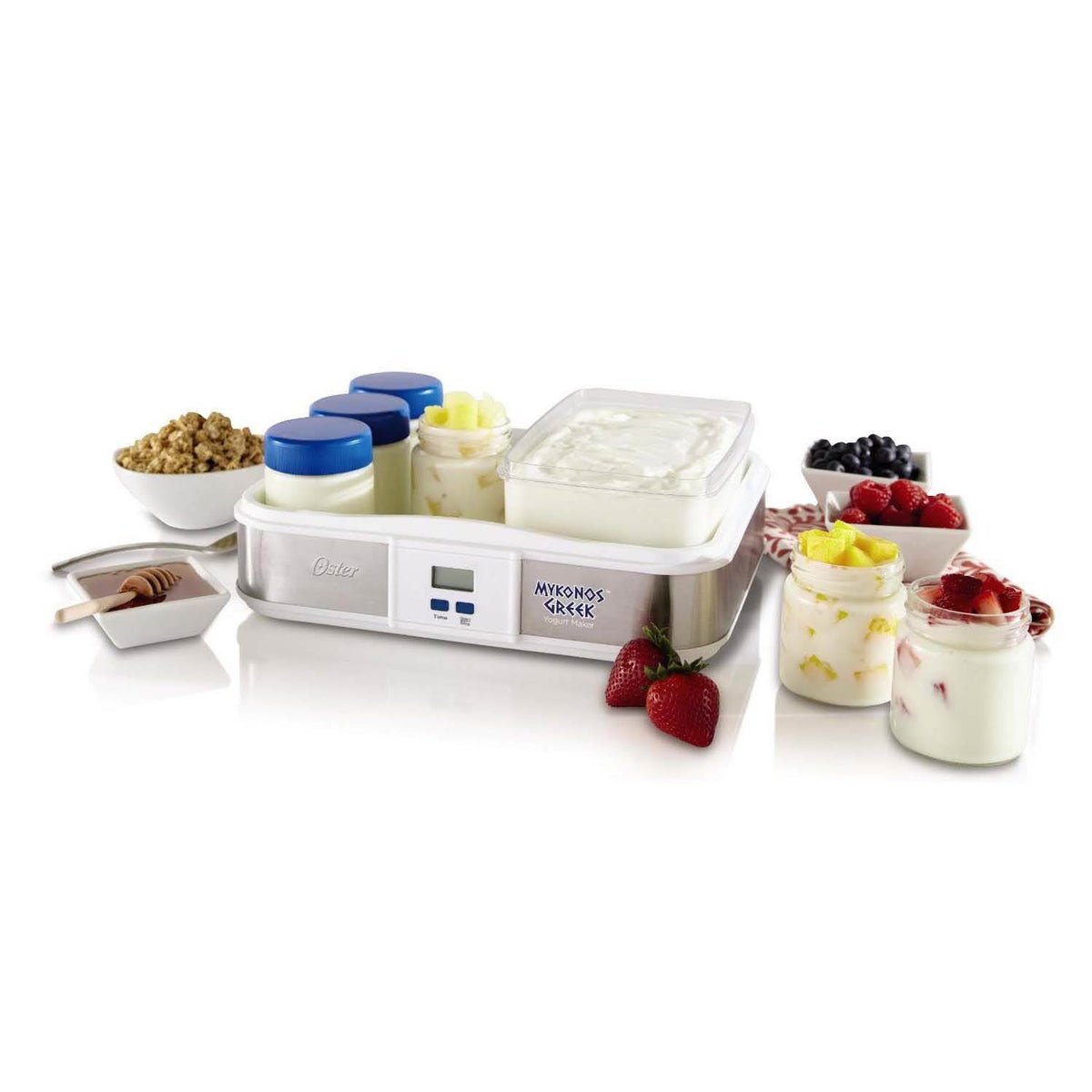 Oster CKSTYM1012 Mykonos Greek Digital Homemade Yogurt Maker, 2-Quart (Open Box)