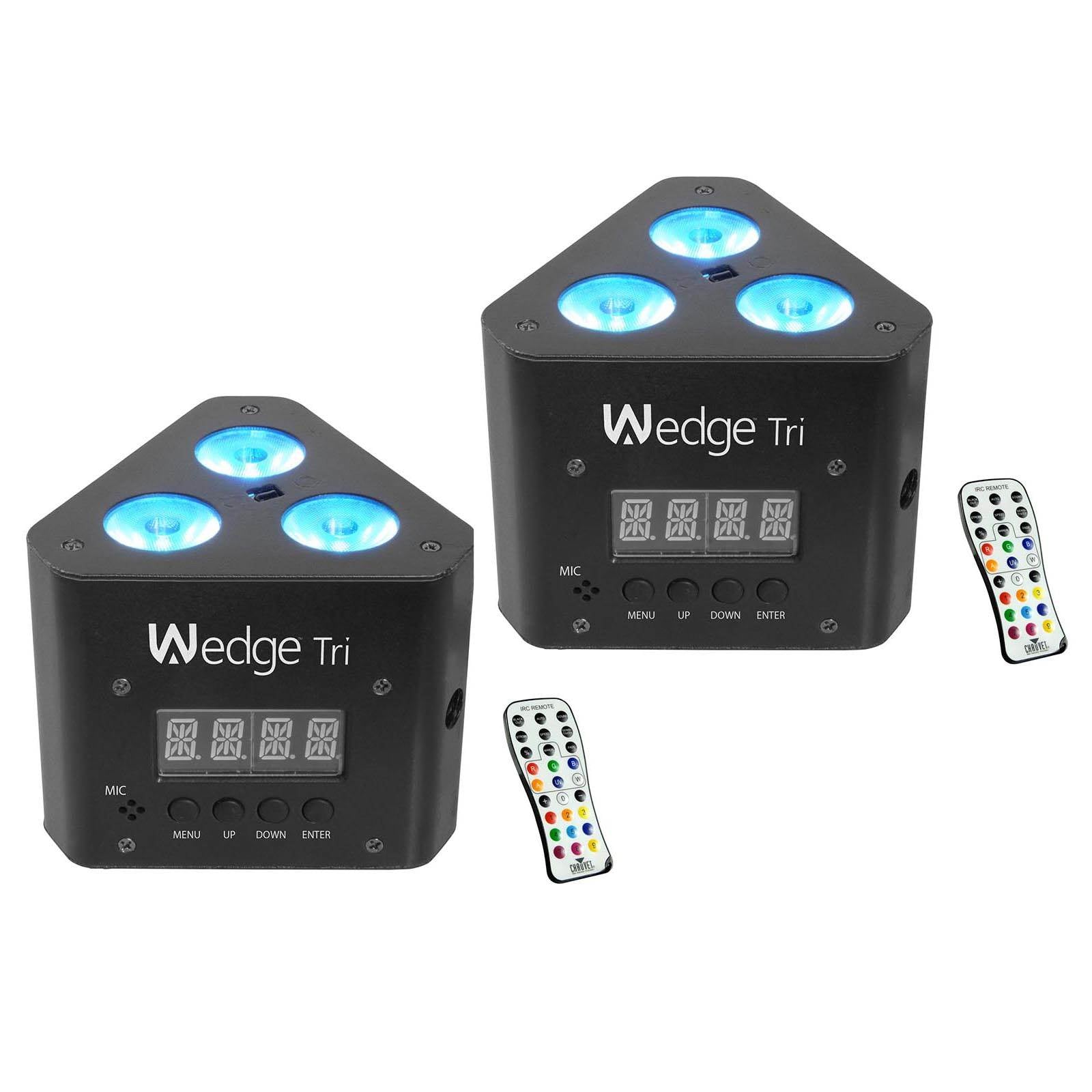 Chauvet DJ Wedge Tri RGB LED DMX Triangle Wash Light Effect with Remote (2 Pack)
