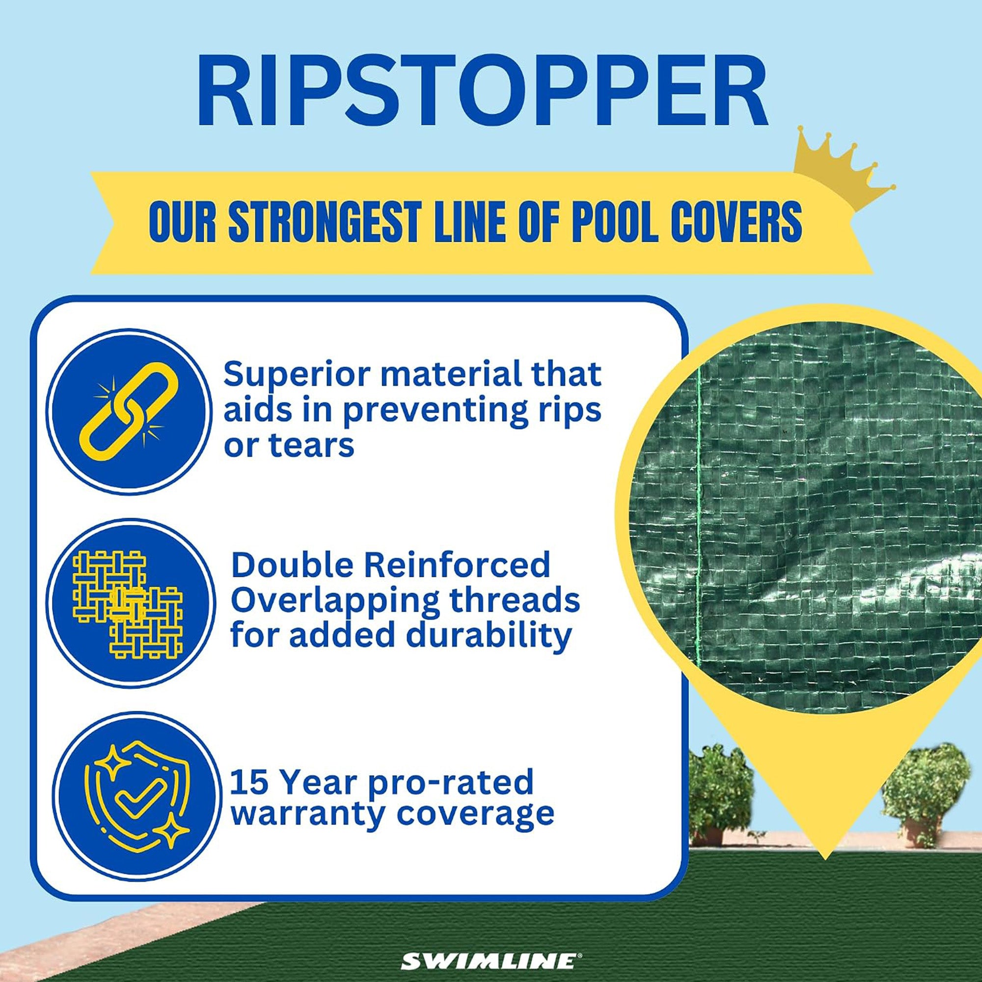 Swimline 18 x 36 Feet Rectangle RipStopper Winter Swimming Pool Cover (Open Box)