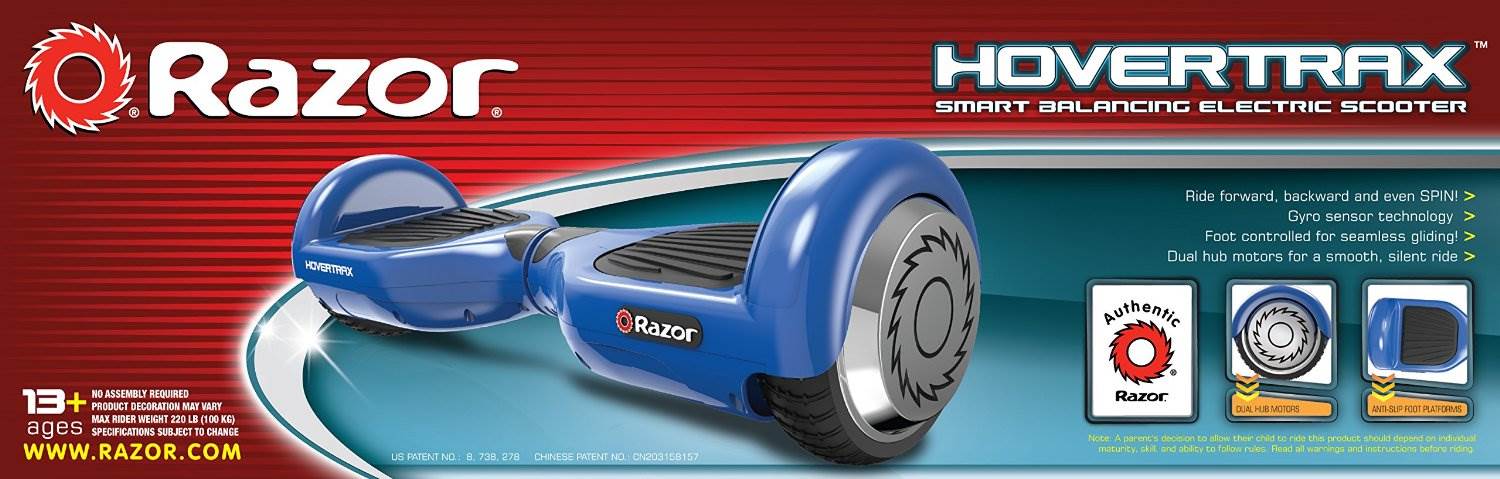Razor Hovertrax 1.0 Electric Hoverboard Smartboard Scooter, Blue with Helmet