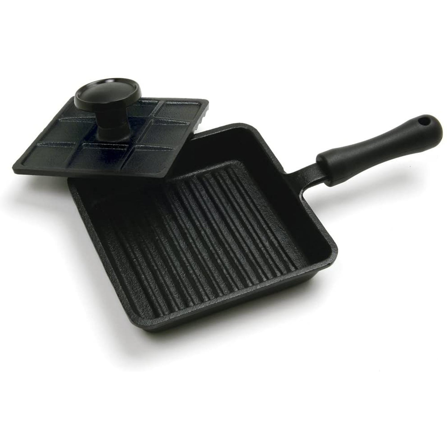 Norpro Cast Iron Mini Single Sandwich Stovetop Outdoor Panini Press Grill, Black