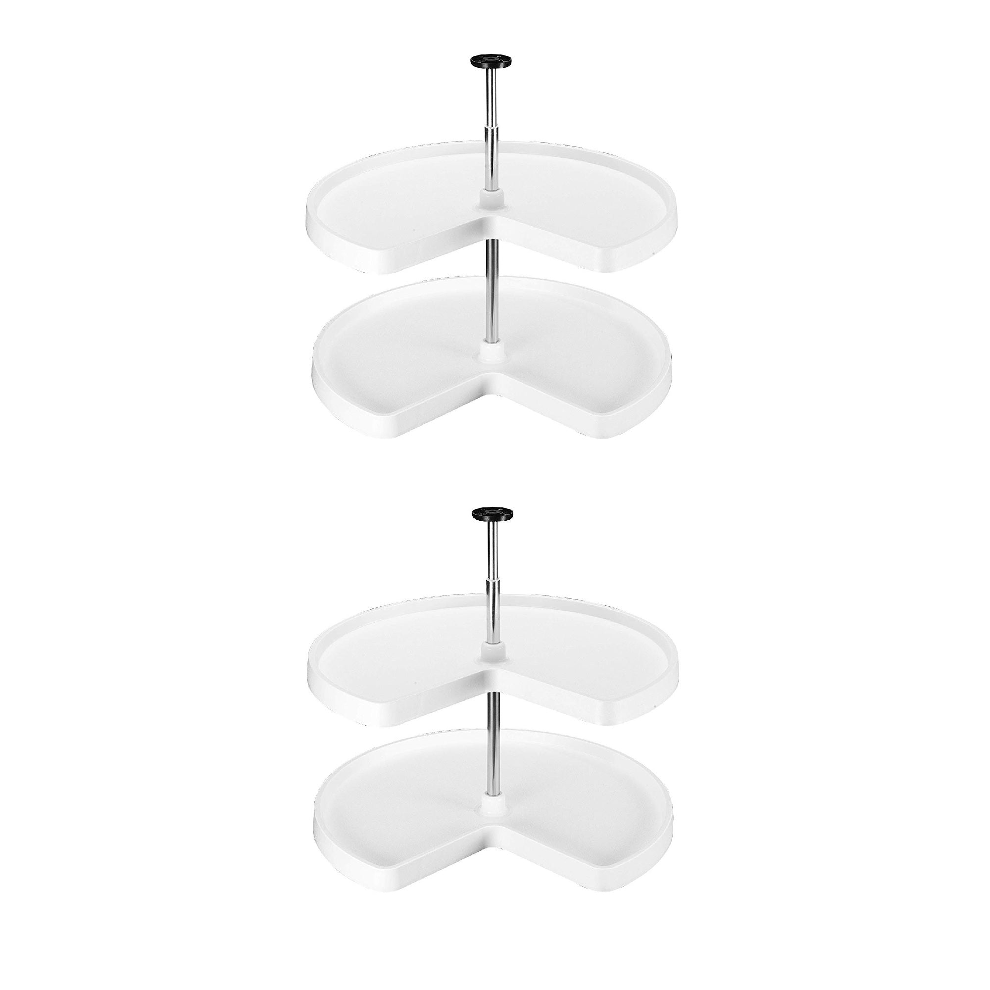 Rev-A-Shelf 3472-28-11-52 28-Inch White Polymer Kidney 2-Shelf Lazy Susan Set (2 Pack) - VMInnovations