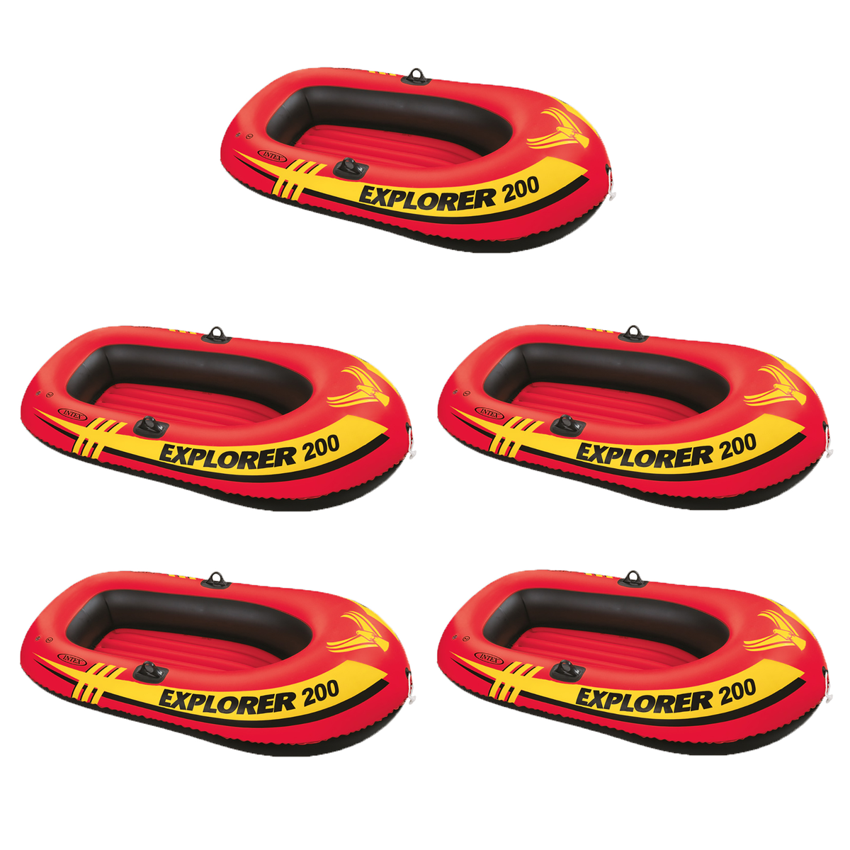 Intex Explorer 200 Inflatable 2 Person River Raft Set w/ 2 Oars & Pump (5 Pack) - VMInnovations