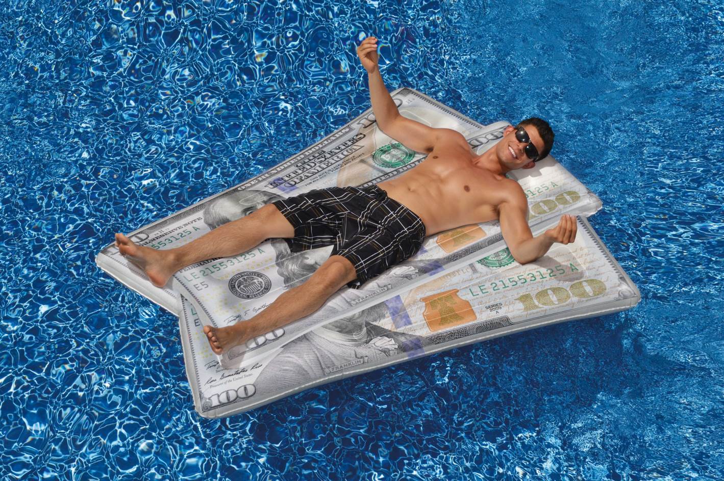 Swimline Floating Inflatable Swimming Pool $100 Money Water Swim Float Raft - VMInnovations