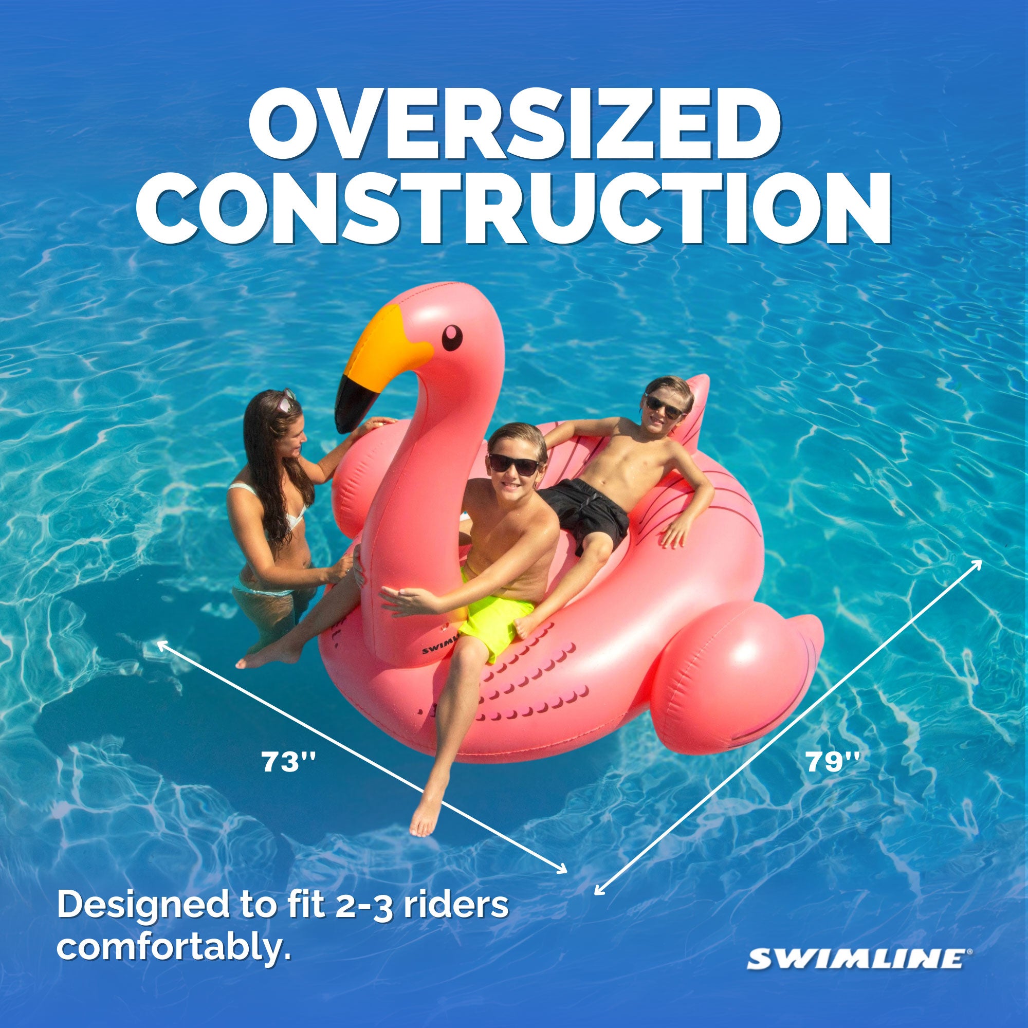 Swimline 90627 Giant 78" Inflatable Flamingo Ride-On Pool Float Water Raft, Pink