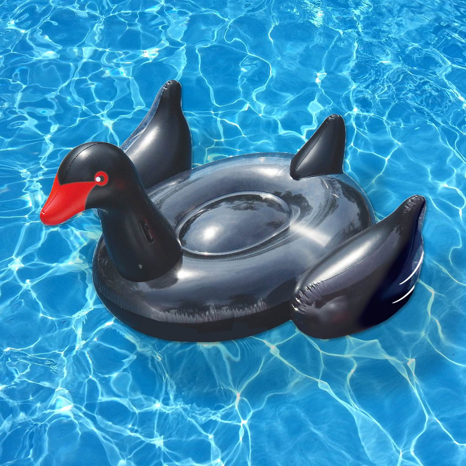 Swimline 90628 Giant Inflatable Ride On 75 Inch Opaque Black Swan Pool Float - VMInnovations