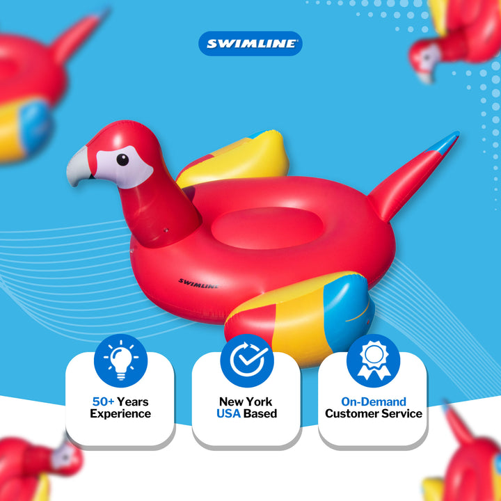 Swimline 90629 Giant 93" Tropical Parrot Inflatable Ride On Swimming Pool Float - VMInnovations