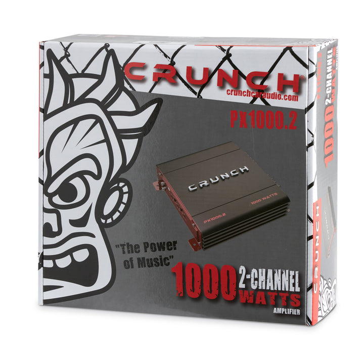 Crunch PX-1000.2 2 Channel 1000W Car Stereo Amplifier + Amp Wiring Kit (2 Pack) - VMInnovations
