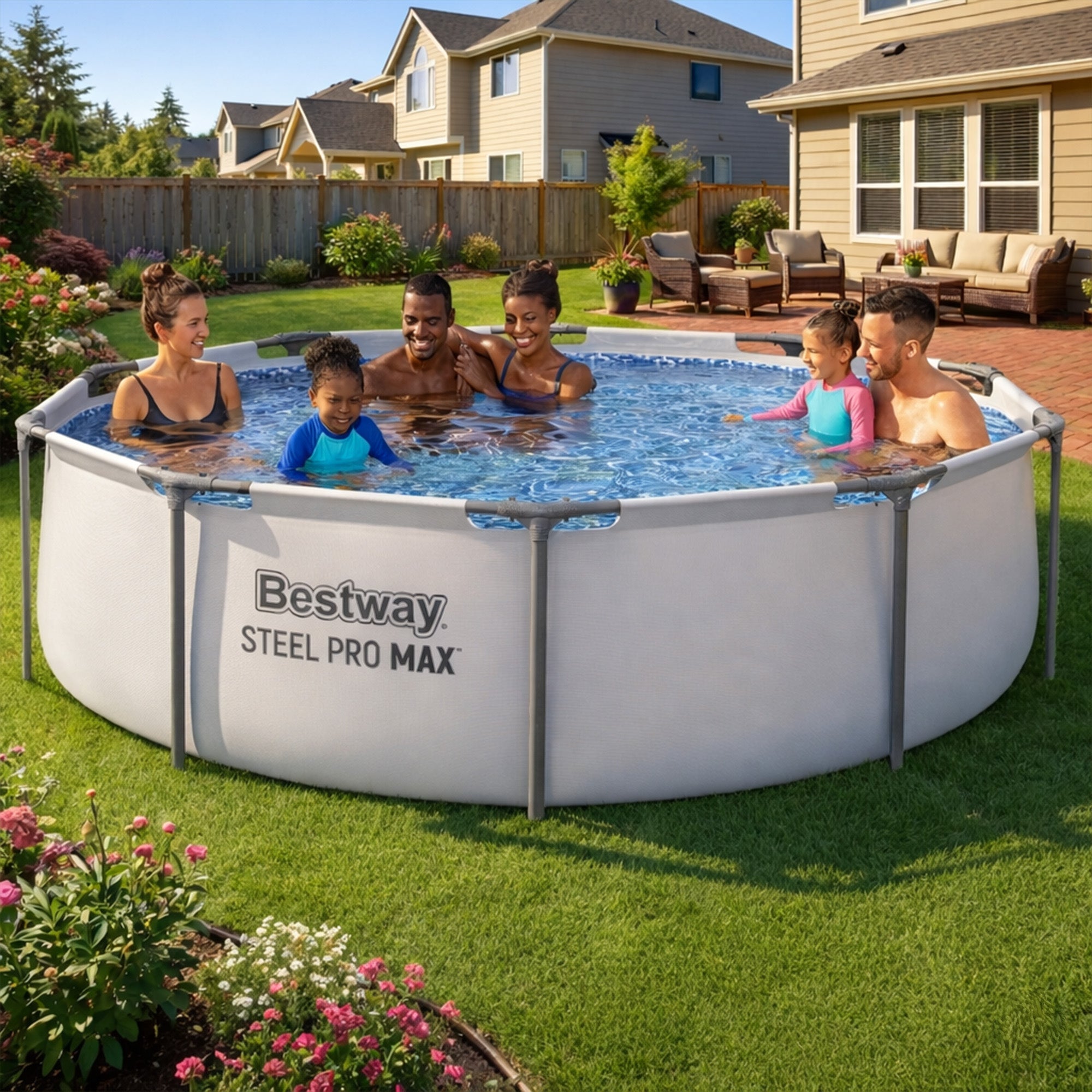 Bestway Steel ProMAX 10'x30" Above Ground Outdoor Swimming Pool w/Pump(Open Box)