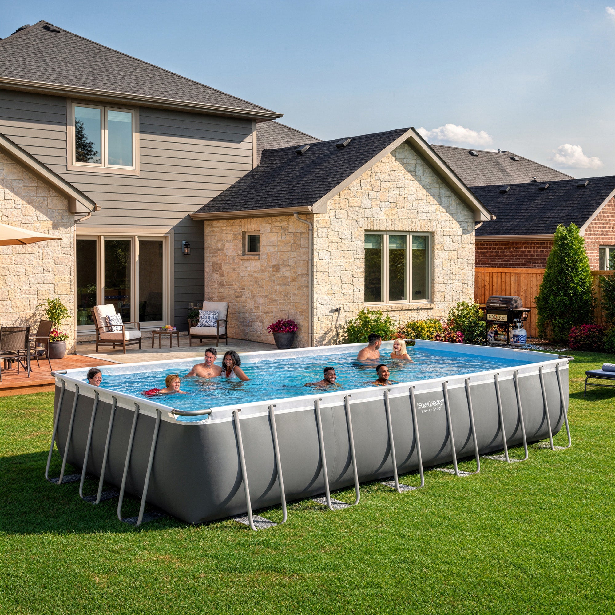 Bestway 24' x 12' x 52" Rectangular Frame Above Ground Pool Set (Open Box) - VMInnovations