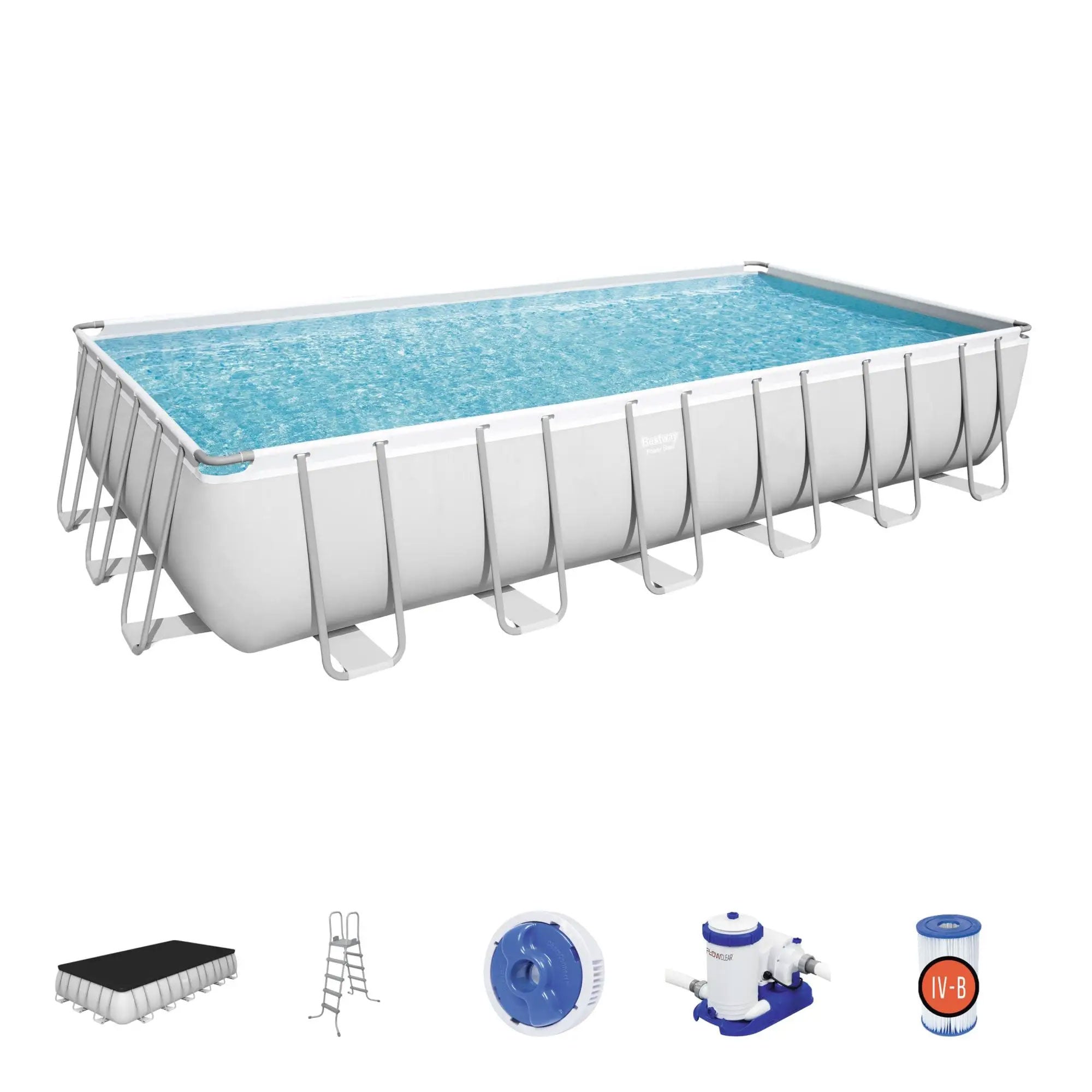 Bestway 24ft x 12ft x 52in Pool Set w/ Pool Vacuum & Maintenance Accessories Kit - VMInnovations