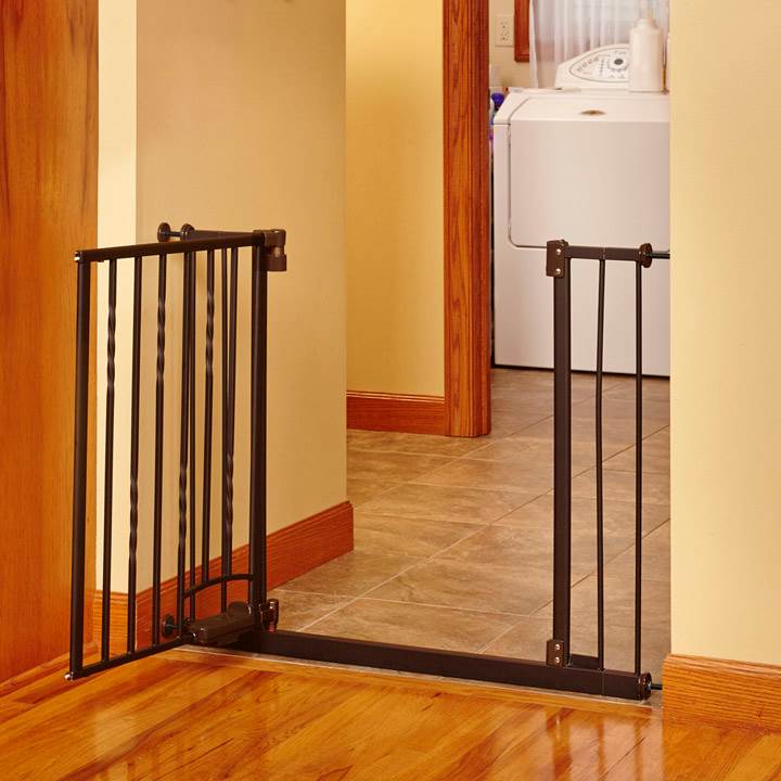 North States Slide-Step, Open Hands-Free Baby, Pet Metal Gate, Bronze (Open Box)
