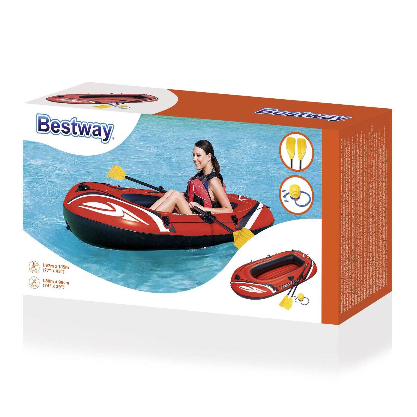 Bestway 77 x 45 Inches HydroForce Inflatable Raft Set with Oars and Pump| 61062E - VMInnovations