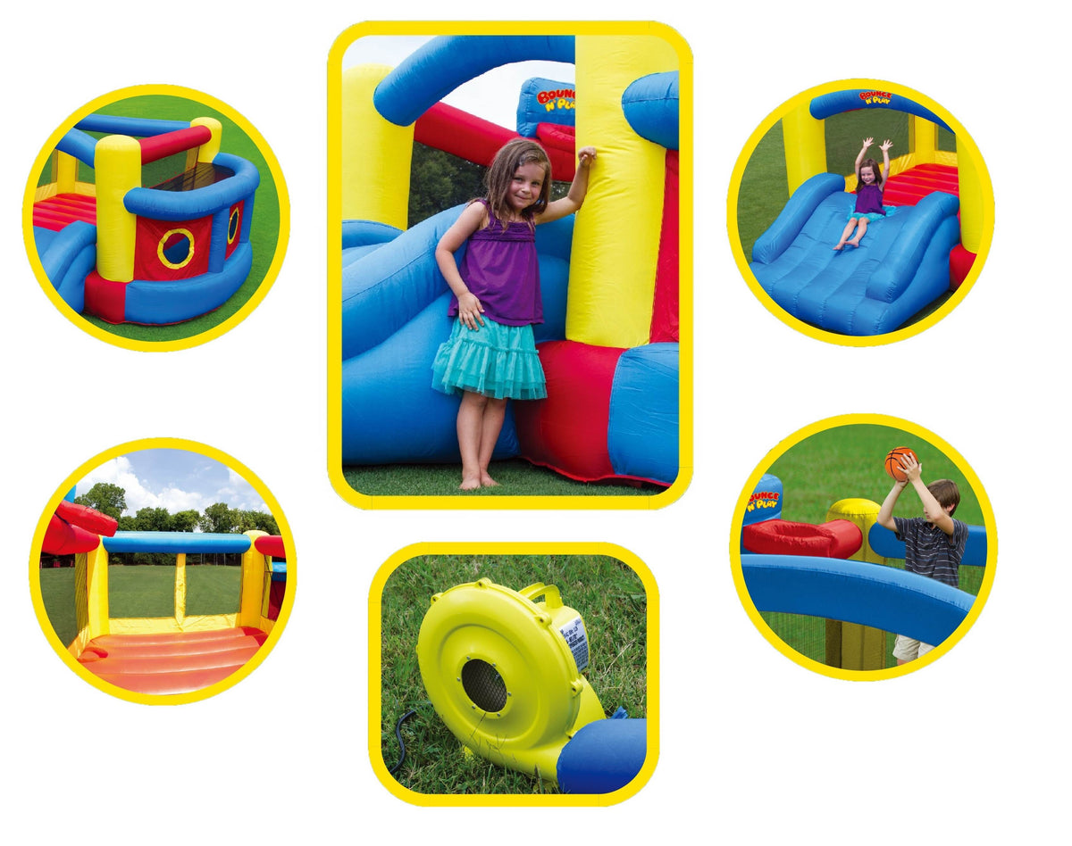 Magic Time Fort Sport Inflatable Bouncer and Slide 4-in-1 Fun House (Open Box)