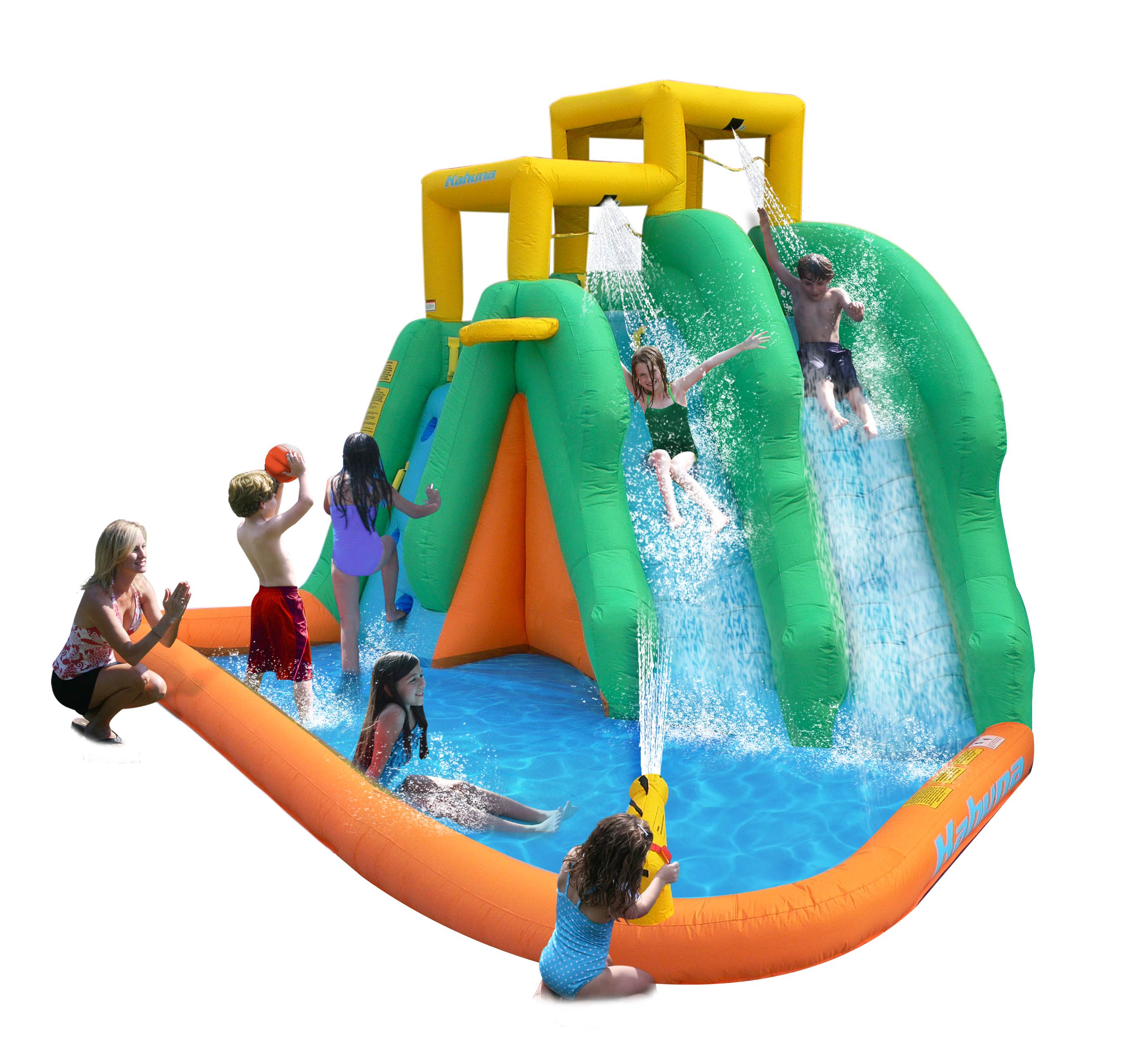 Magic Time Twin Falls Inflatable Water Slides and Splash Pool Area - Open Box