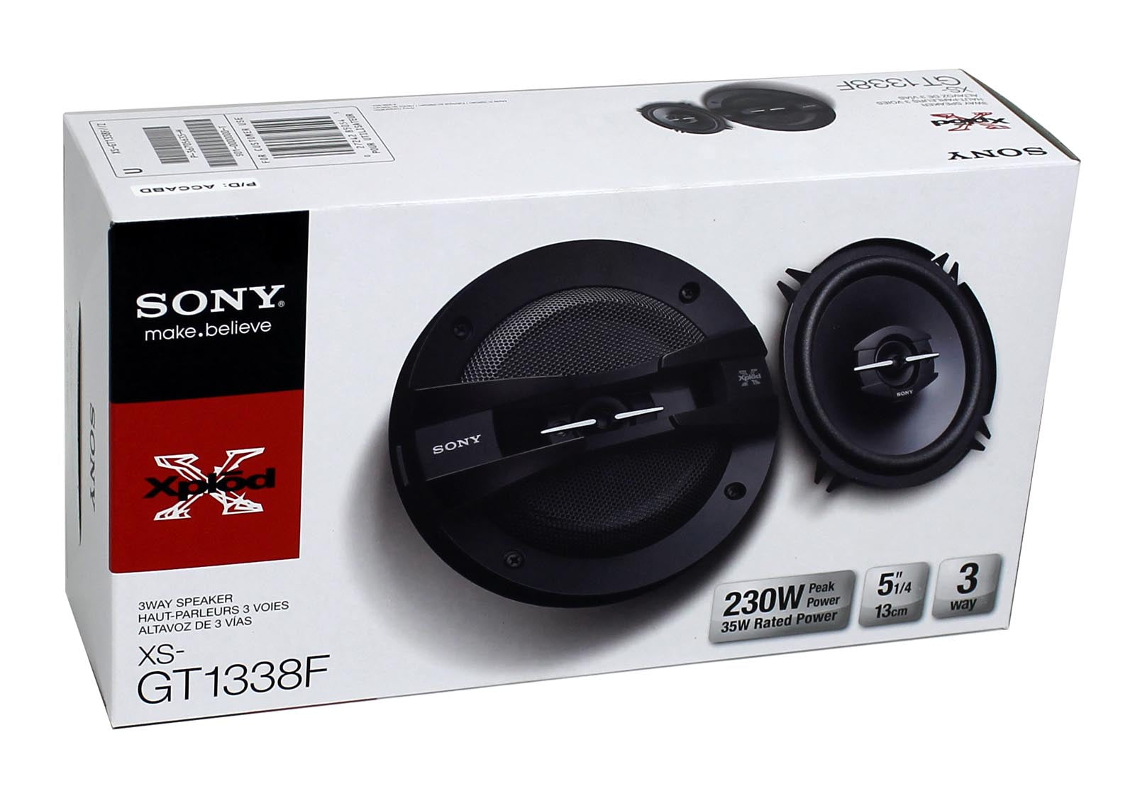 2) Sony XS-GT1338F 5.25" 230 Watt 3-Way Car Audio Coaxial Speakers - Open Box