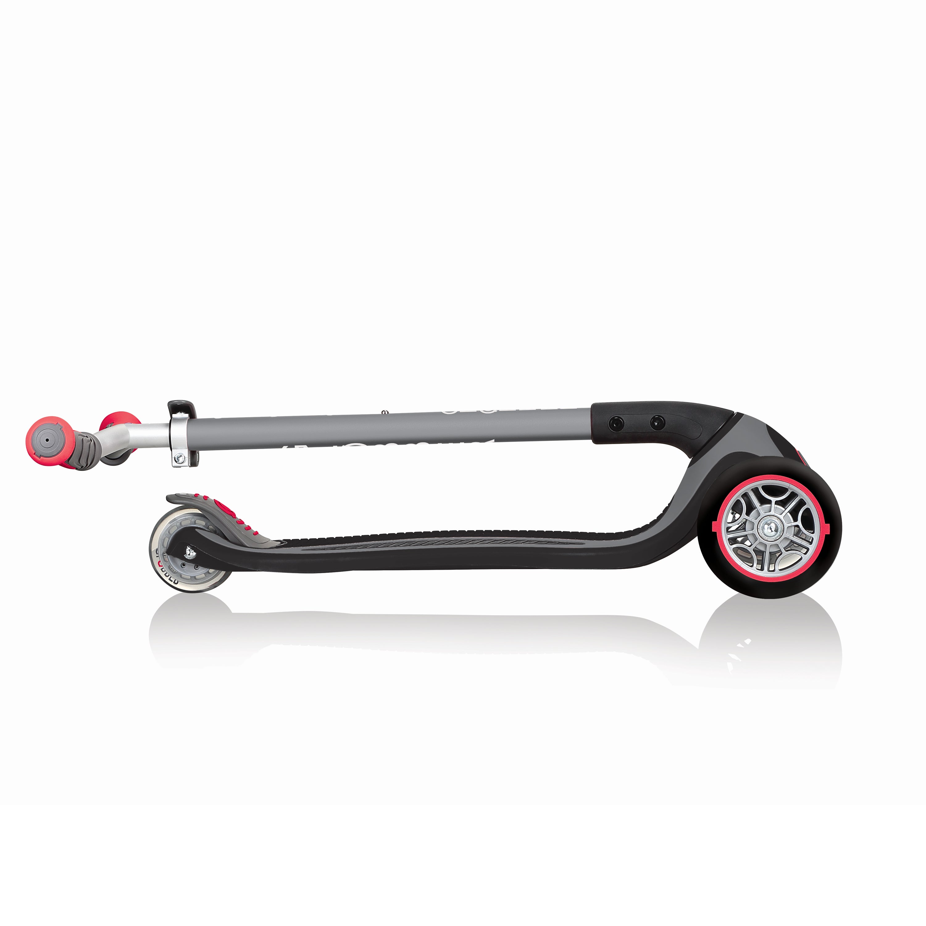 Globber Master 3-Wheel Foldable Scooter for Kids Aged 4 and Up, Silver & Red