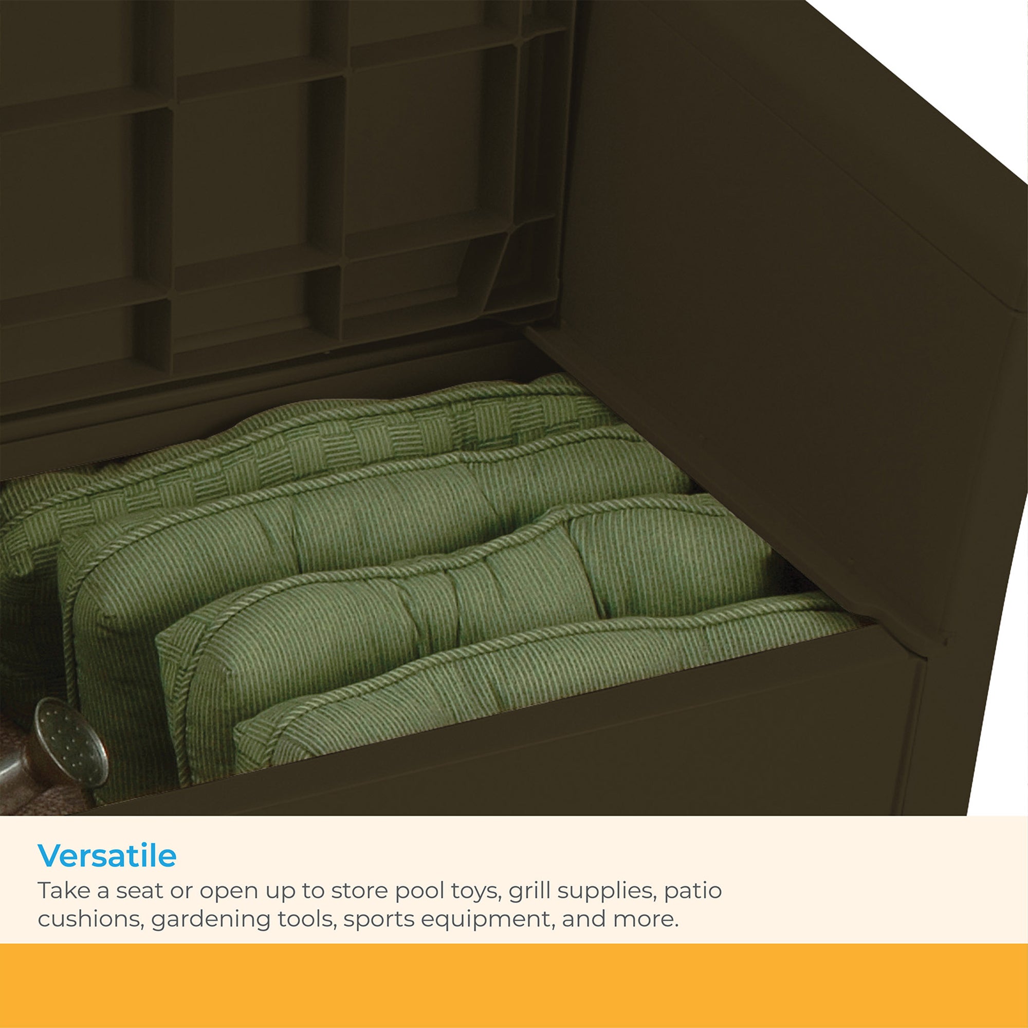 Suncast 31 Gallon Patio Seat Outdoor Storage and Bench Chair, Java | PB2600J - VMInnovations
