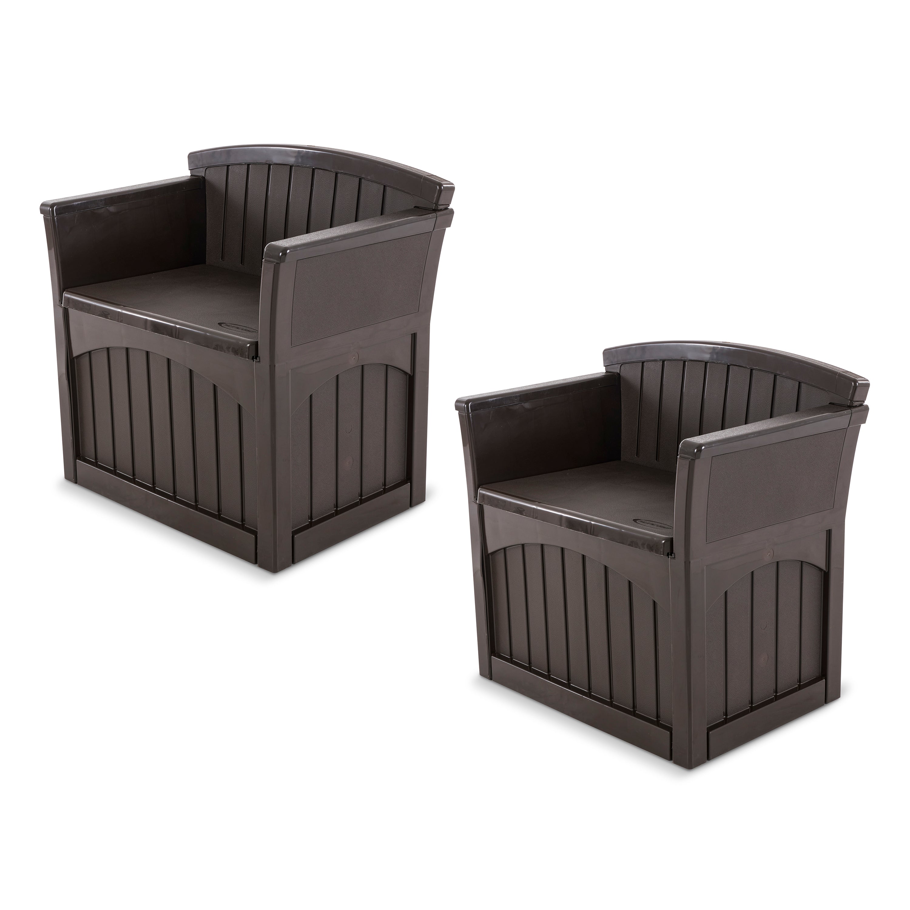 Suncast 31 Gallon Patio Seat Outdoor Storage and Bench Chair, Java (2 Pack) - VMInnovations